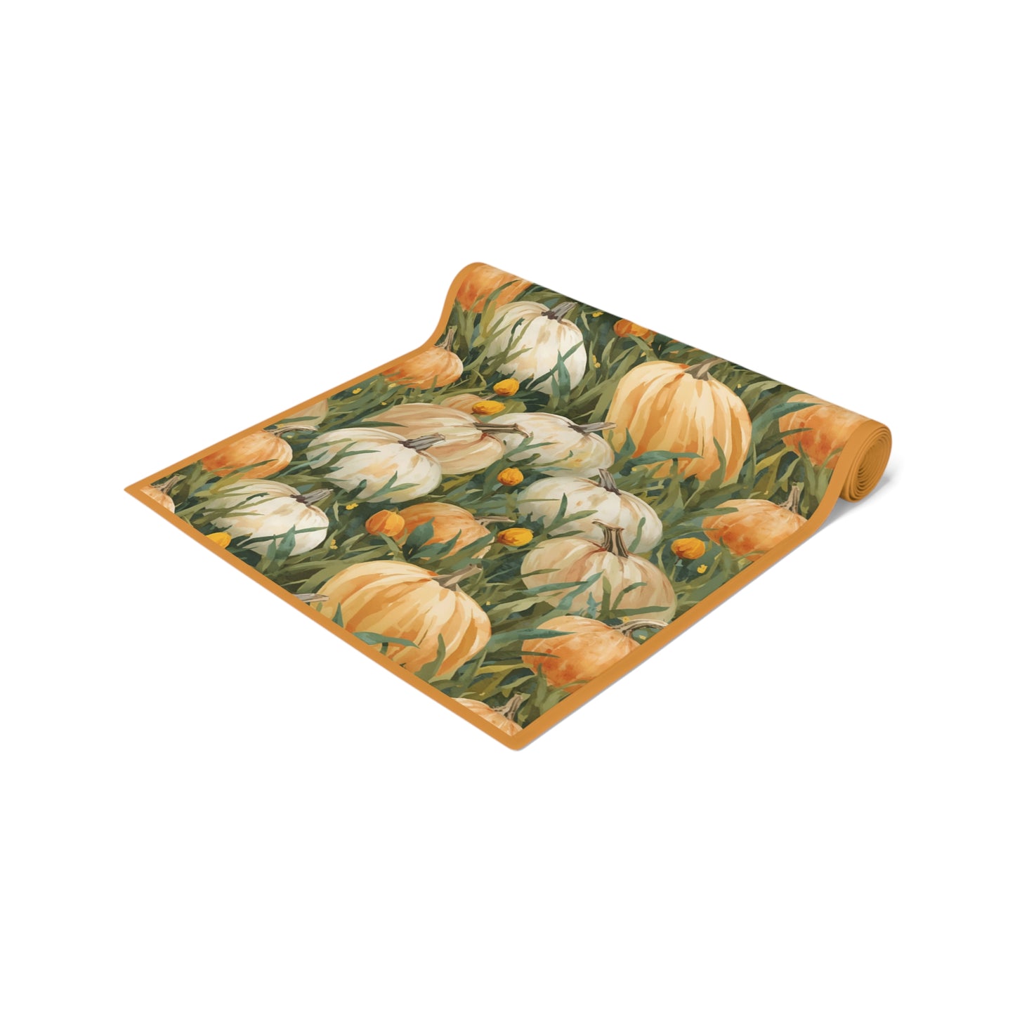 Pumpkin Patch Table Runner, 16" x 72" or 16" x 90" Sizes, Fall Table Decor, Thanksgiving Table Runner, Autumn Table Setting, Halloween Table Runner - Cotton Twill or Polyester material choices