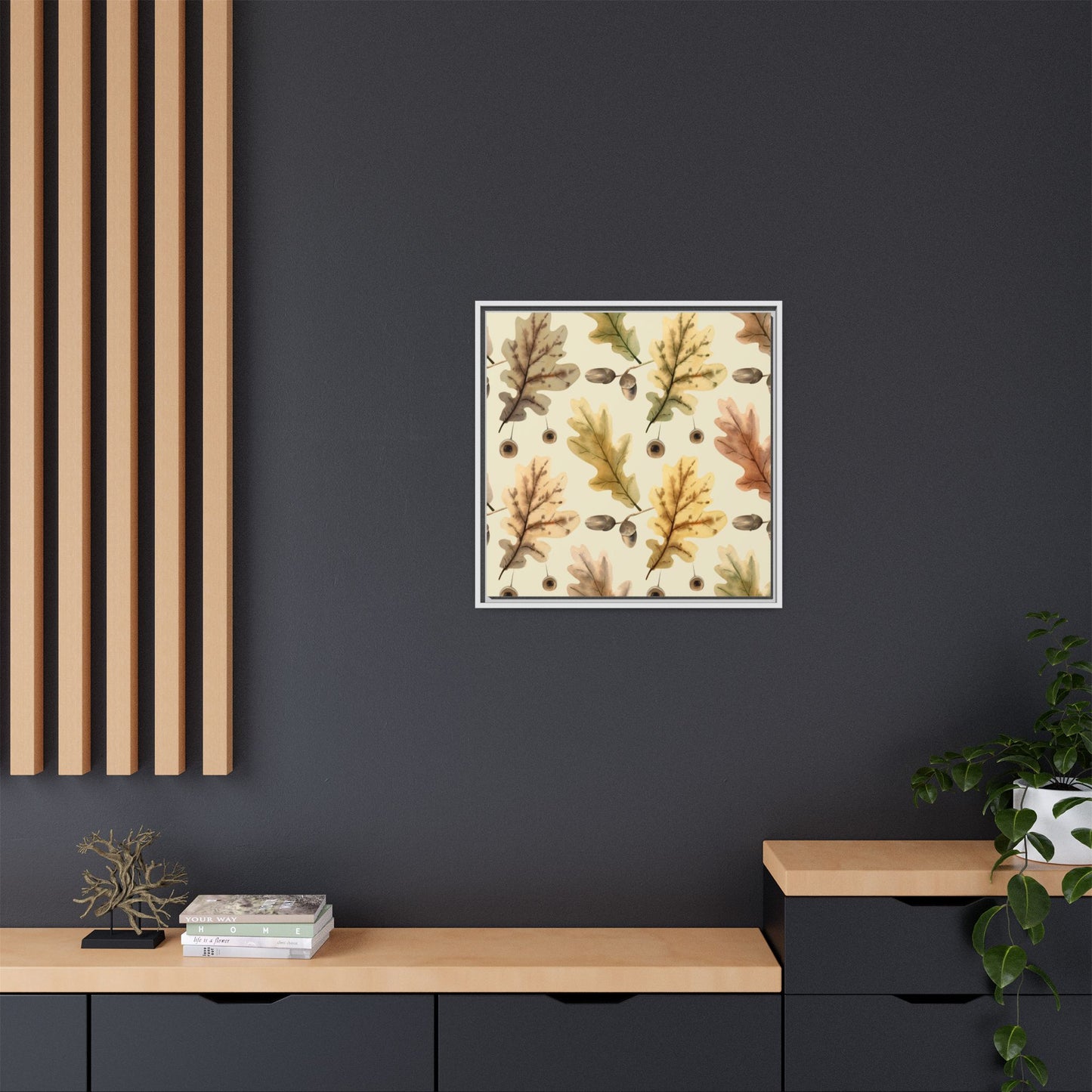Oak Leaves Framed Matte Canvas Art - Multiple Frame Colors & Size Options