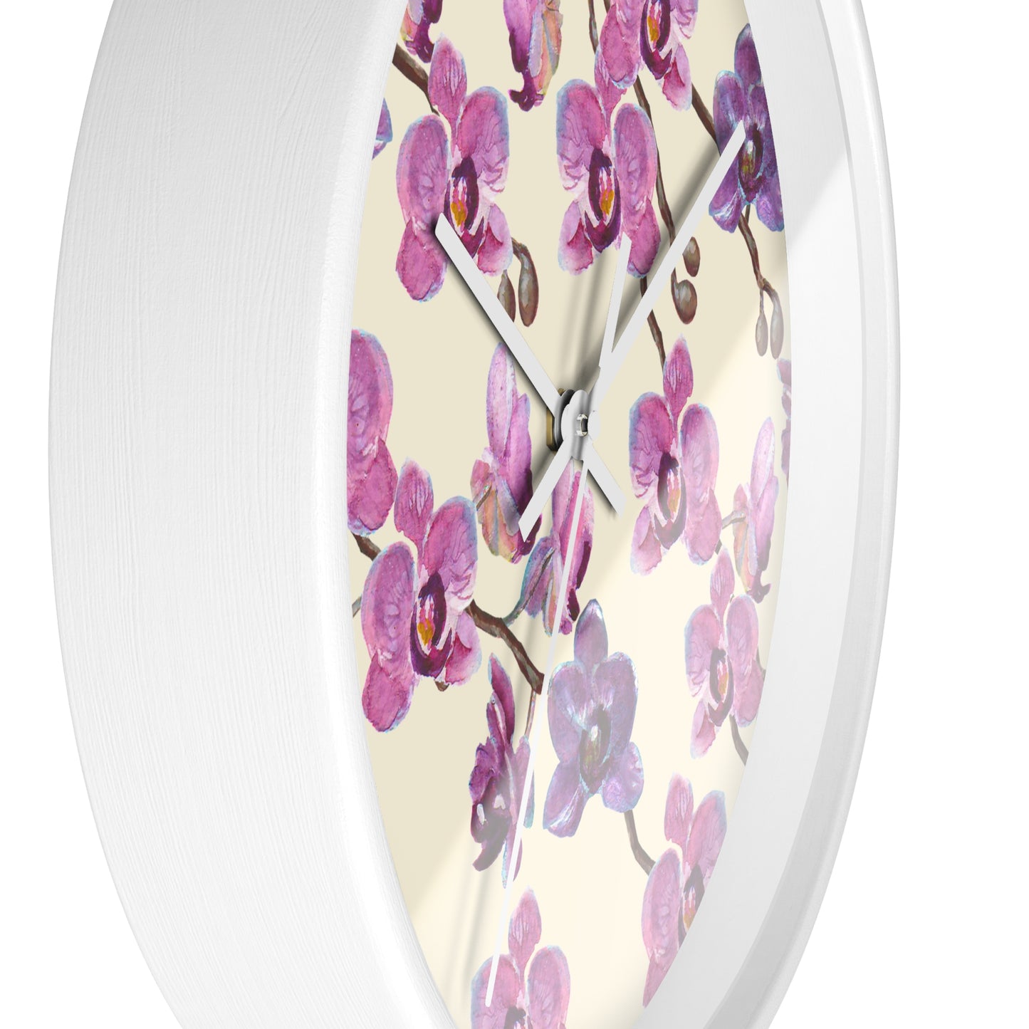 Vanilla Orchid Wall Clock - Select from Black, White or Natural Wood Color