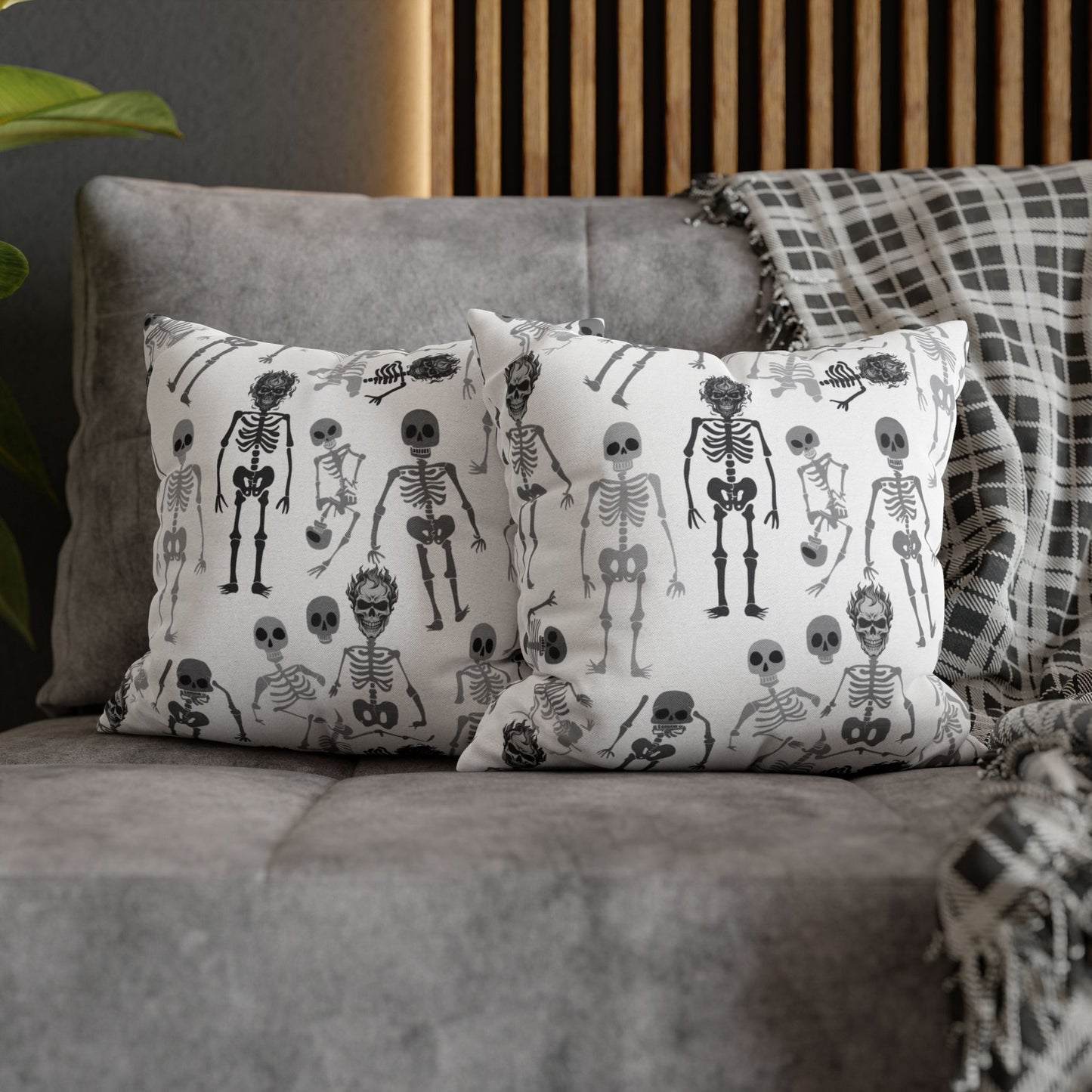 Skeletons Pillow Cover (no insert) - Multiple Sizes (14"x14", 16"x16", 18"x18", 20"x20") - Halloween Home Decor, Skeleton Throw Pillow, Halloween Throw Pillow Cover, Spooky Gift Idea, Unique Pillow Cover - Price for 1 pillow cover
