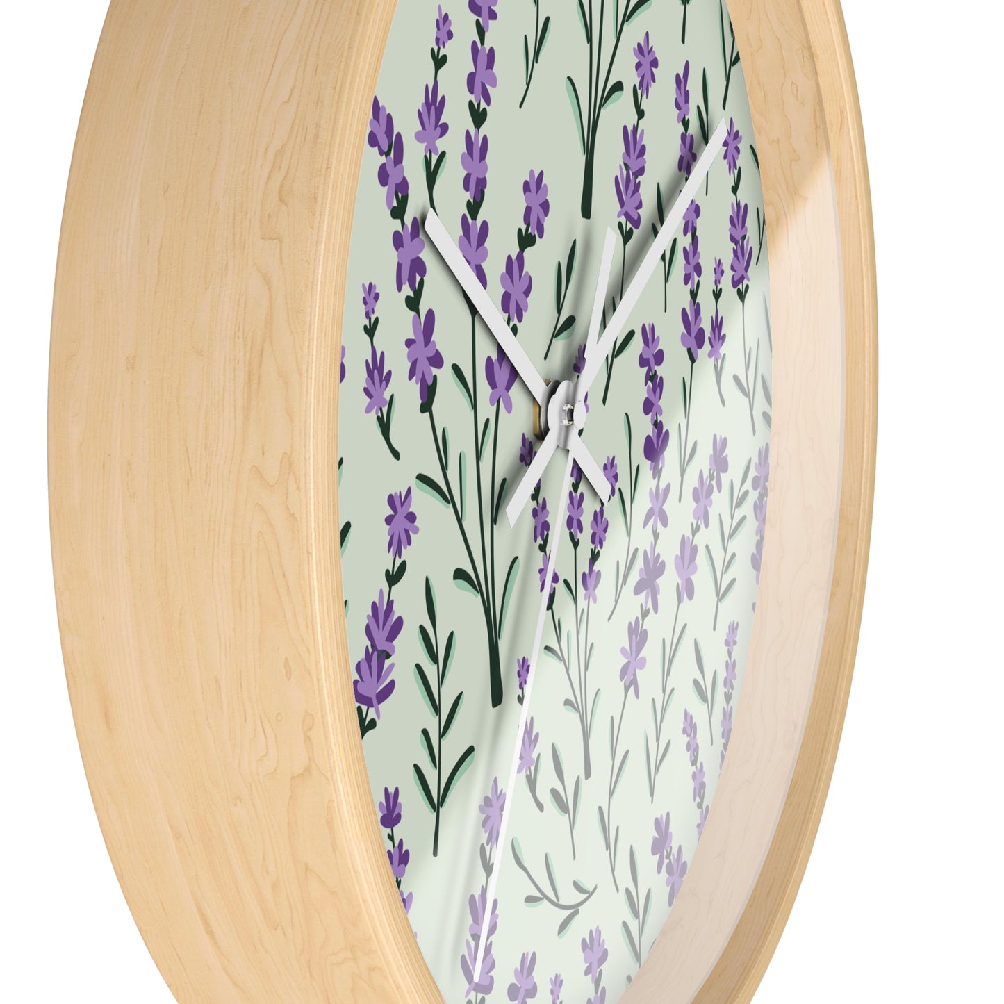 Lavender Sage Wall Clock - Select from Black, White or Natural Wood Color