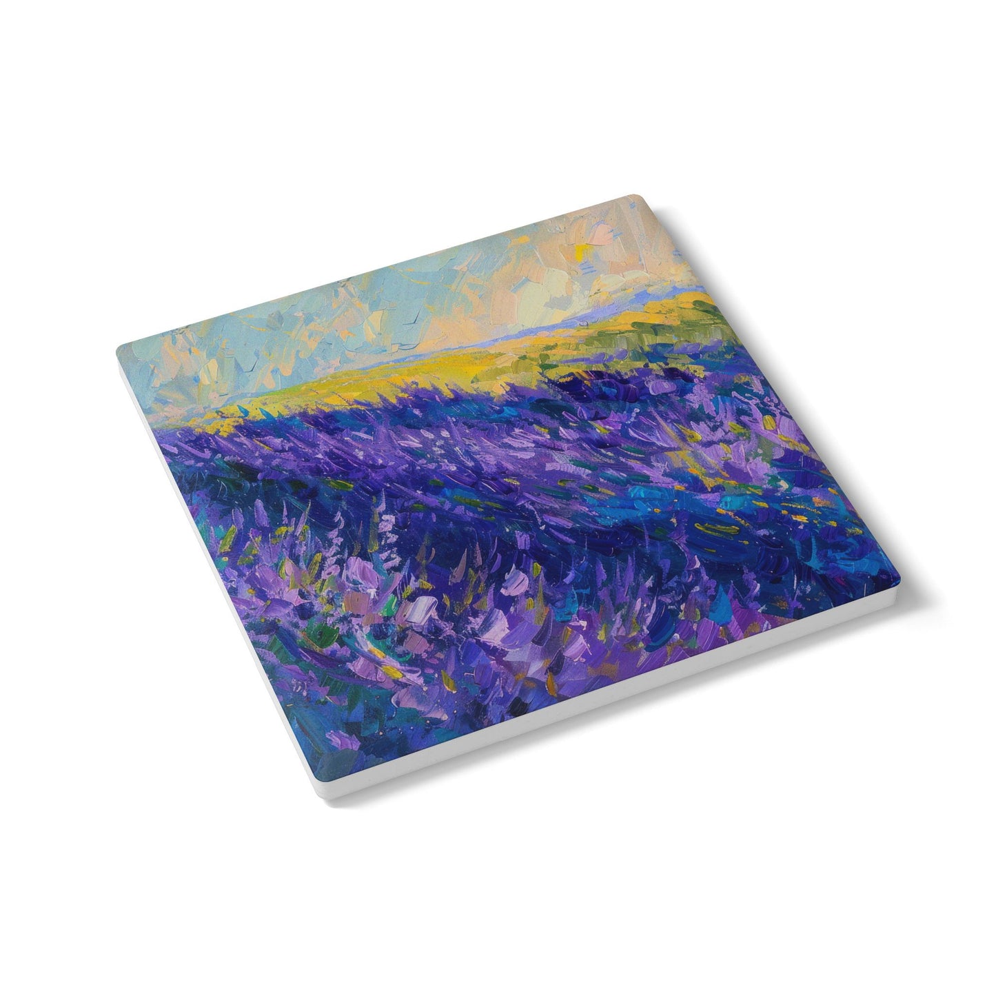 Lavender Fields - Ceramic Tile Coaster, Cork Backed - Round or Square Size Choices, Perfect for Home Decor & Gifts - Priced per coaster