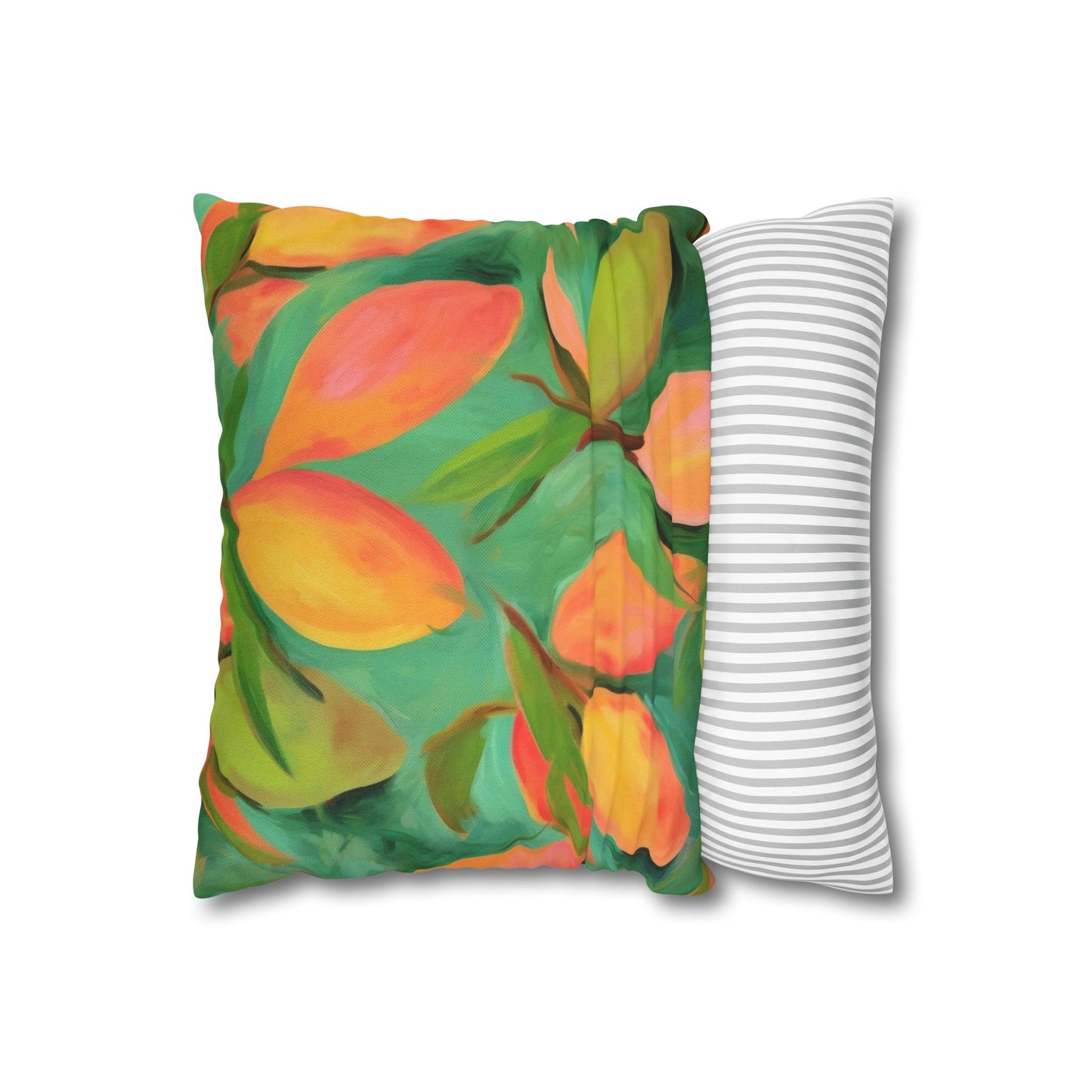 Mangoes Printed Square Pillow Cover (no insert) - Multiple Sizes (14"x14", 16"x16", 18"x18", 20"x20"), Includes zipper closure