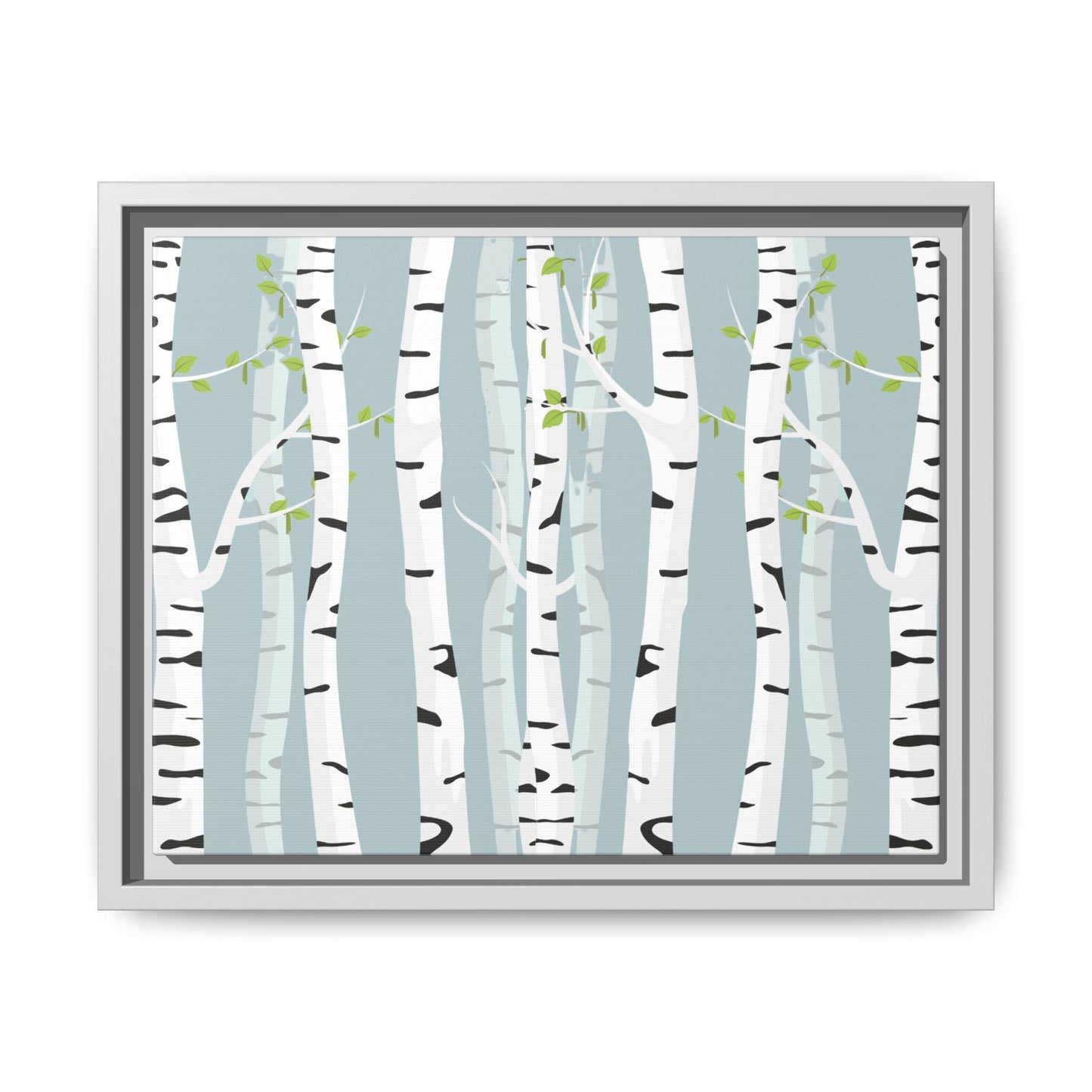 White Birch Framed Matte Canvas Art - Multiple Frame Colors & Size Options