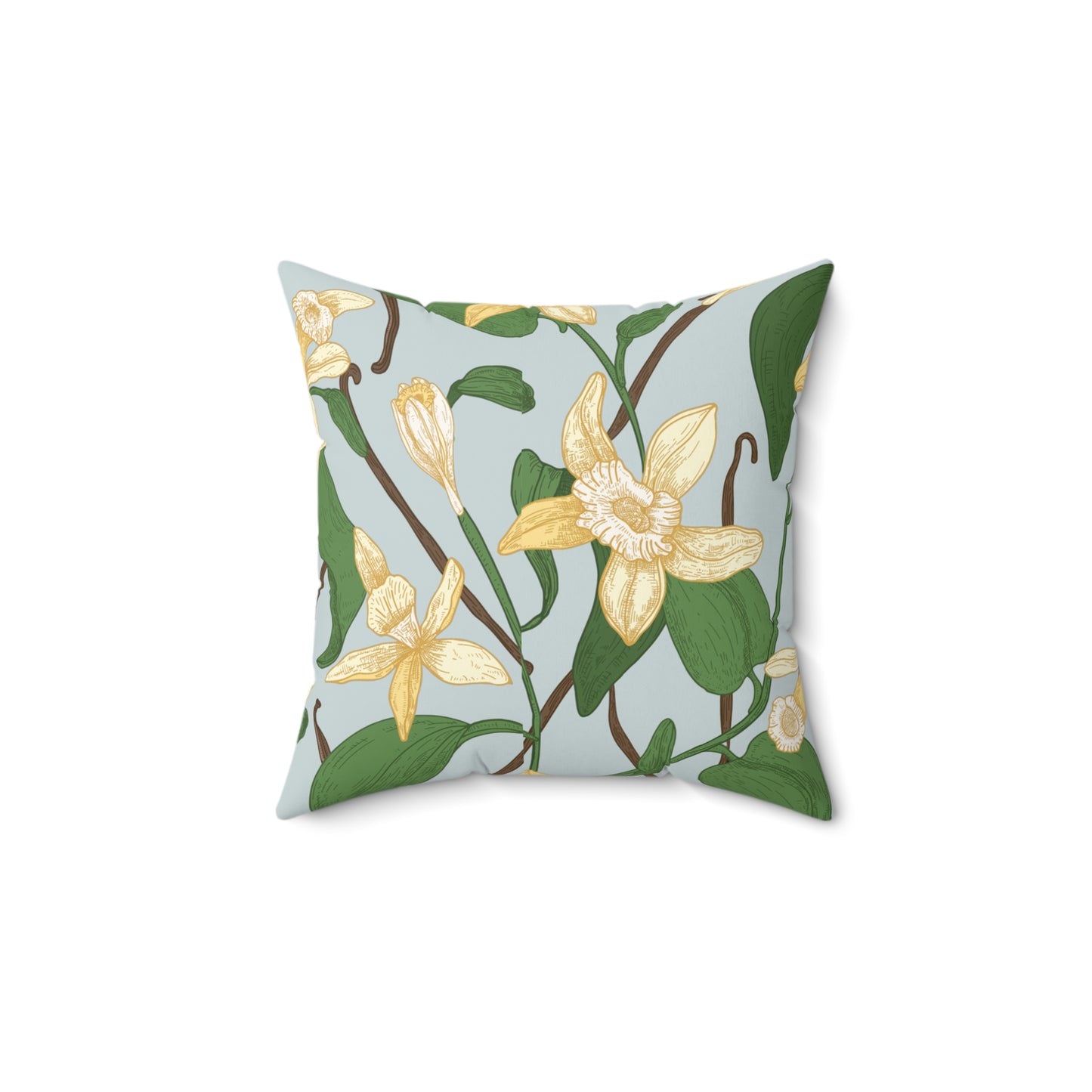 Vanilla Bean Printed Square Pillow Cover with Insert - Multiple Sizes (14"x14", 16"x16", 18"x18", 20"x20"), Includes insert and zipper closure