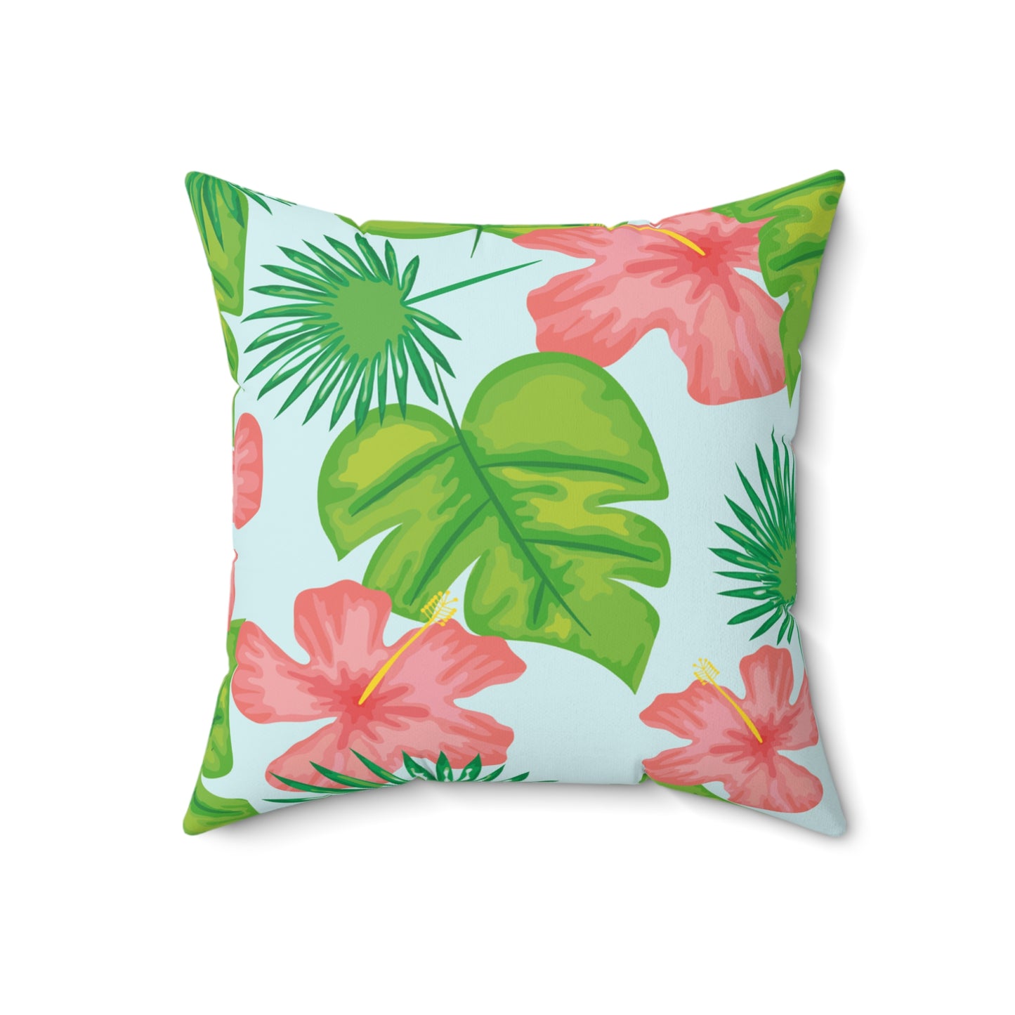 Tropical Island Printed Square Pillow Cover with Insert - Multiple Sizes (14"x14", 16"x16", 18"x18", 20"x20"), Includes insert and zipper closure