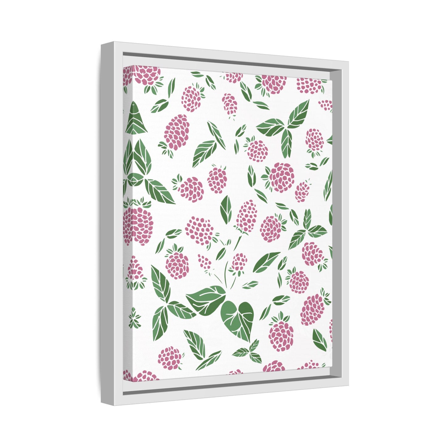 Pink Berry Framed Matte Canvas Art - Multiple Frame Colors & Size Options