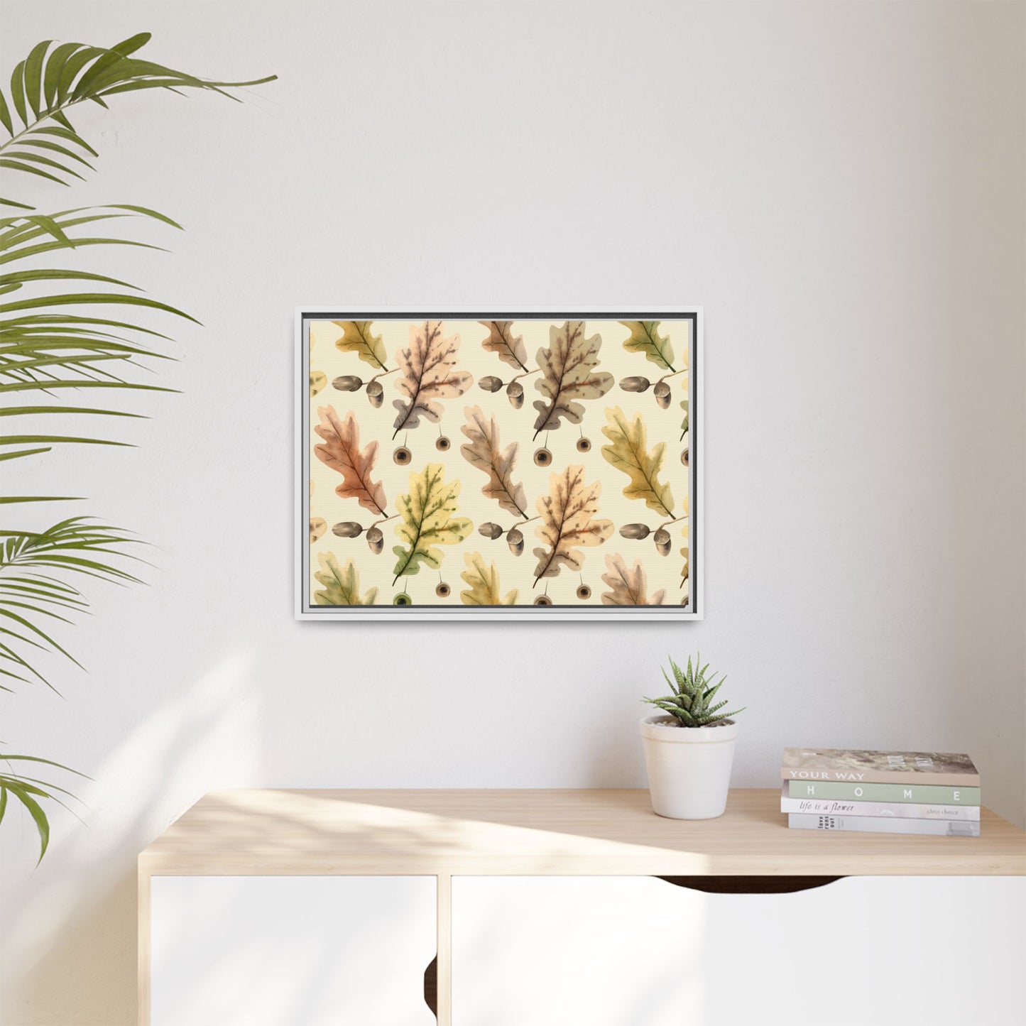 Oak Leaves Framed Matte Canvas Art - Multiple Frame Colors & Size Options