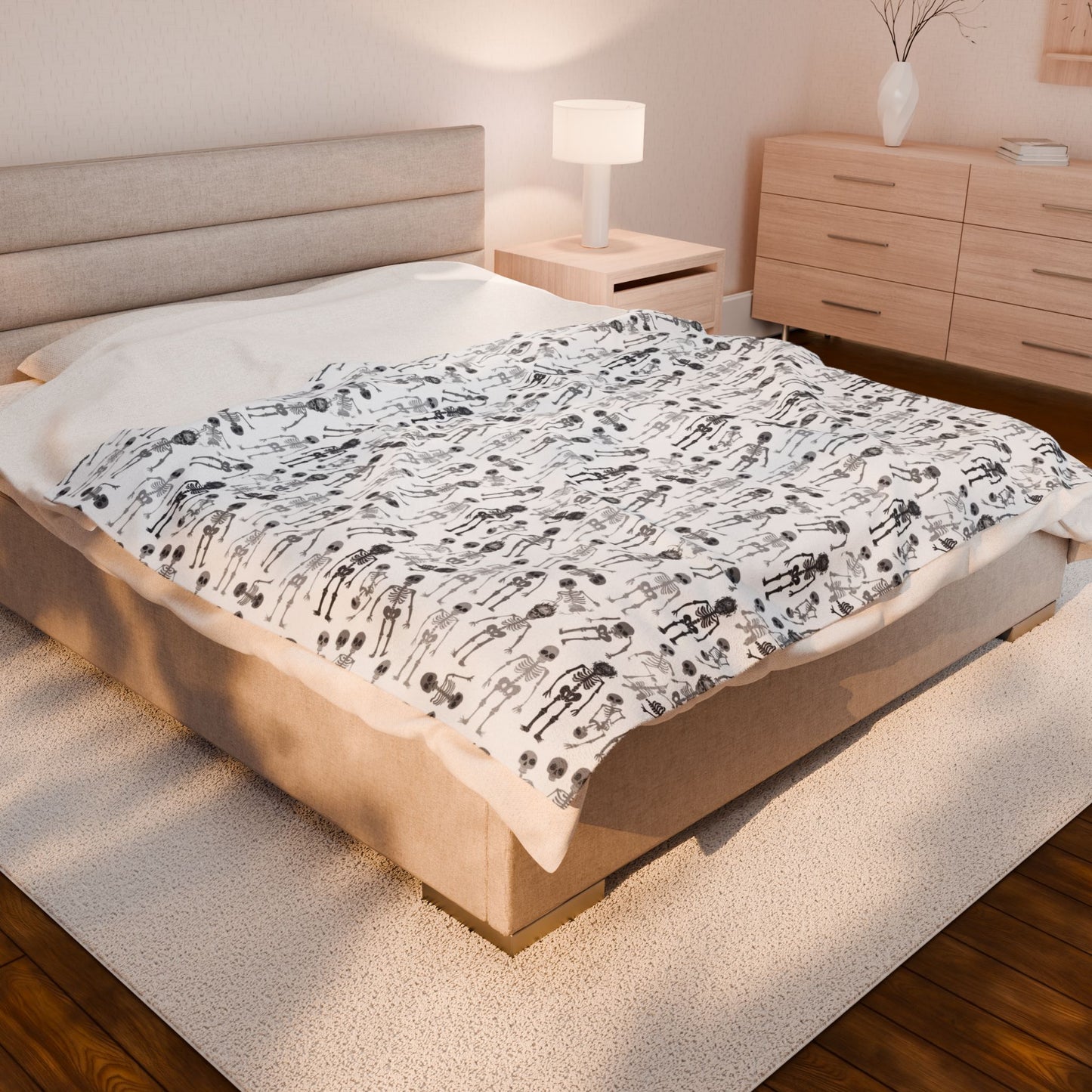 Halloween Skeleton Plush Blanket - Multiple Sizes (30"x40", 50"x60", 60"x80") Soft Throw for Fall Decor, Cozy Home Gift for Spooky Season, Kids Room Accent