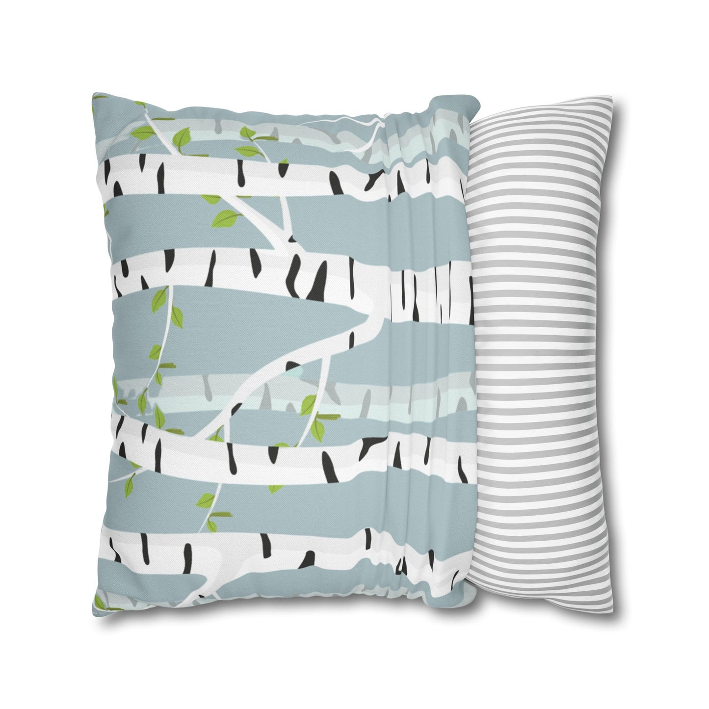 White Birch Printed Square Pillow Cover (no insert) - Multiple Sizes (14"x14", 16"x16", 18"x18", 20"x20"), Includes zipper closure