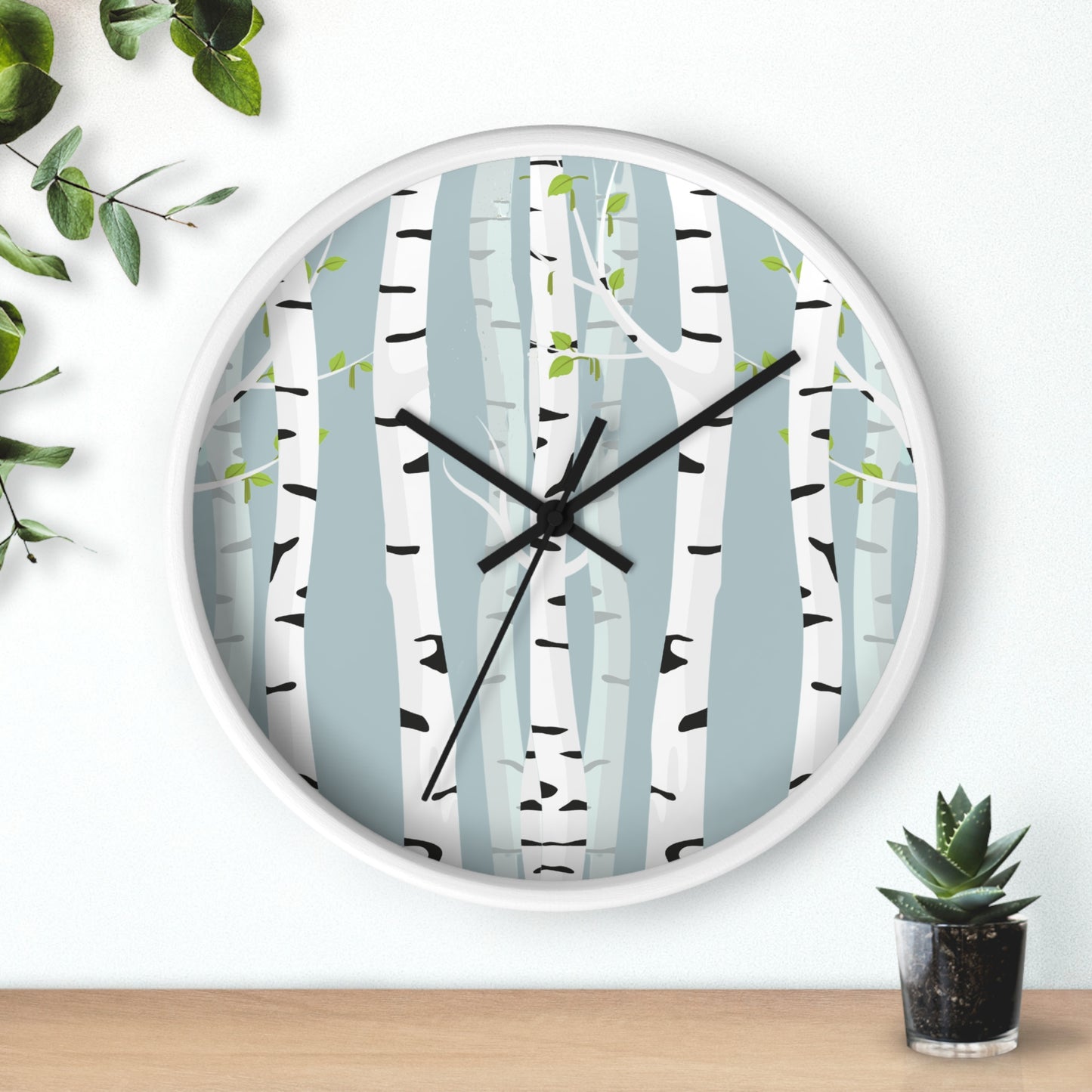 White Birch Wall Clock - Select from Black, White or Natural Wood Color