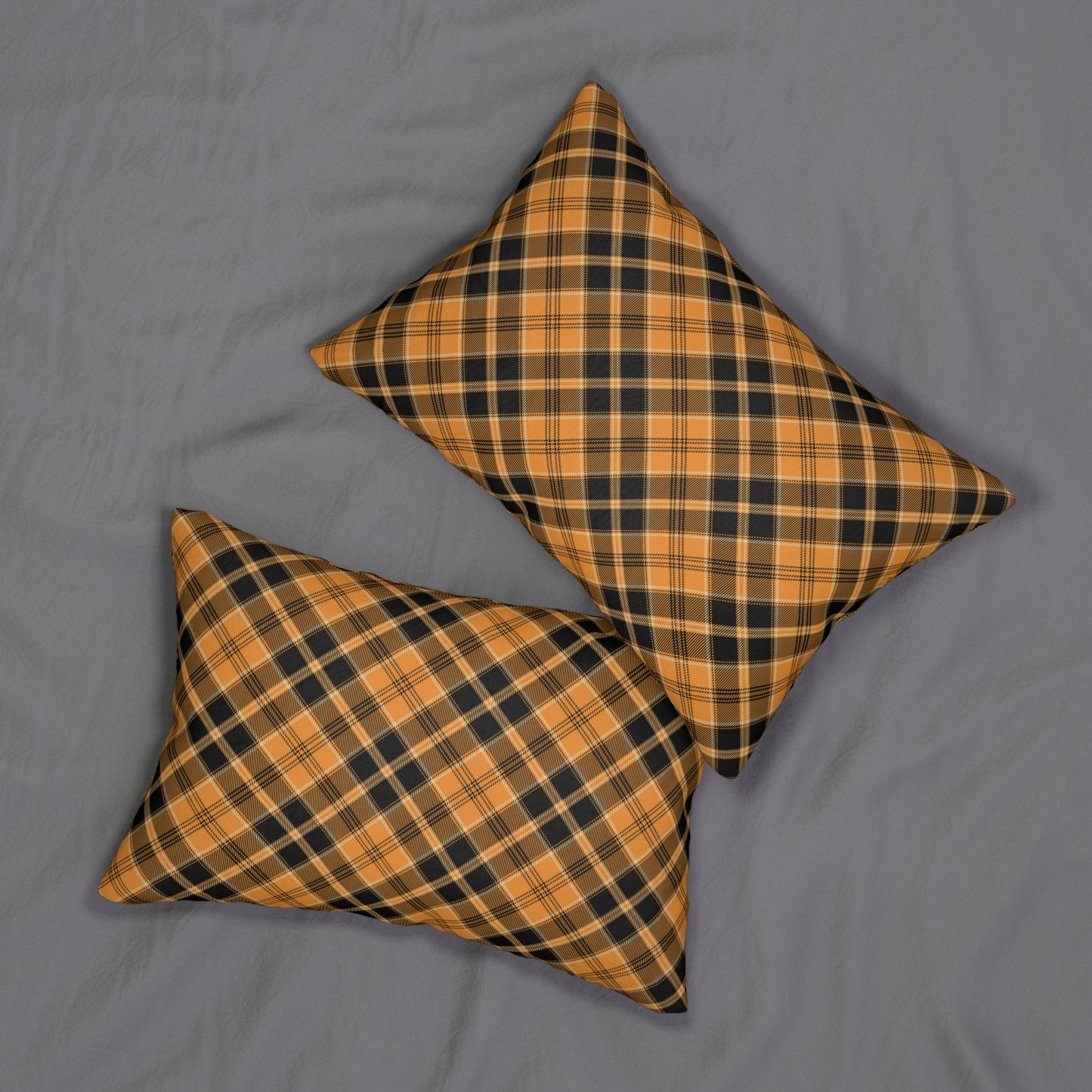 Halloween Plaid Lumbar Pillow, Fall Home Decor, Halloween Living Room Accent, Thanksgiving Gift, Autumn Fall Throw Pillow, Black & Orange Halloween Decorative Pillow - Price for 1 pillow