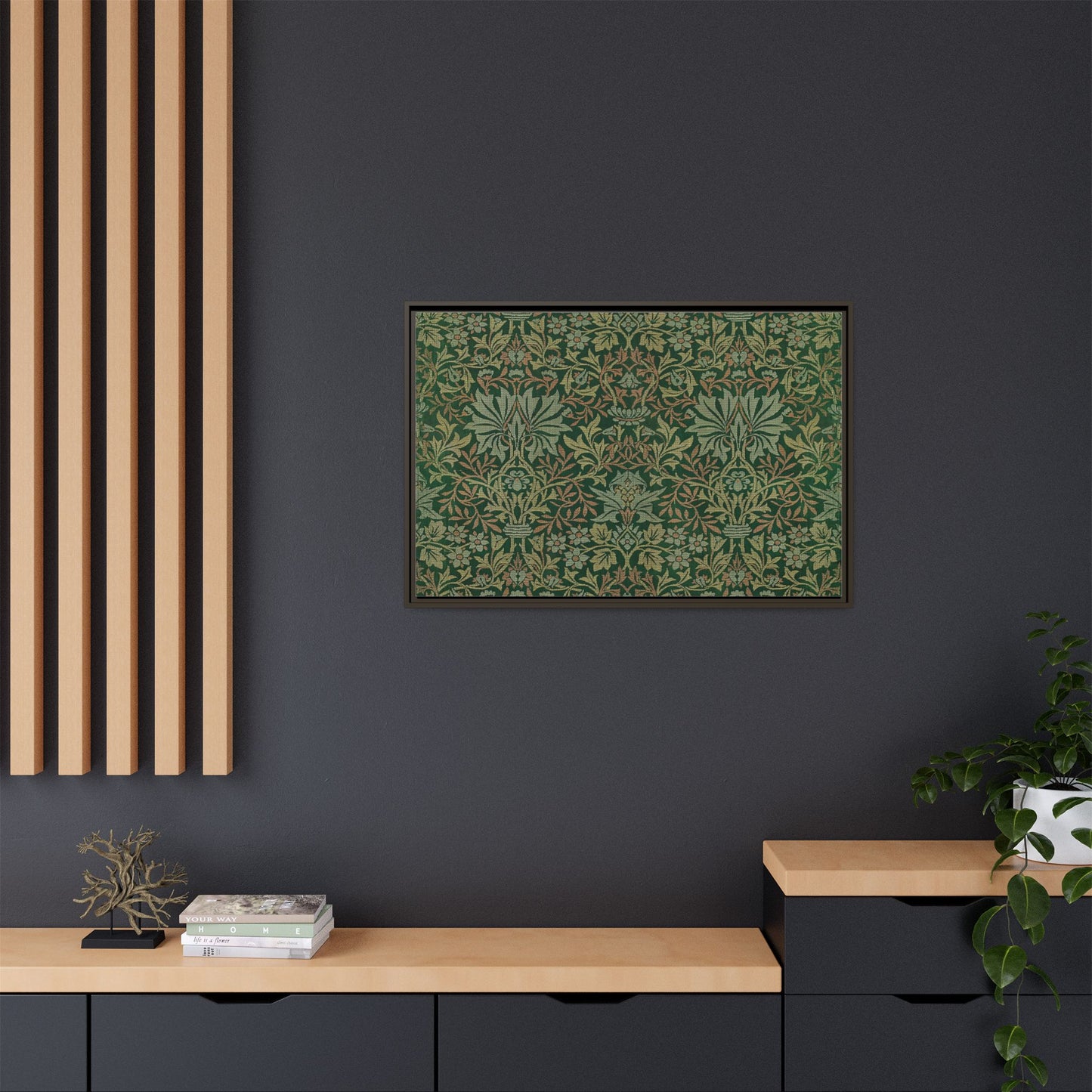 Flower Garden Framed Matte Canvas Art - Multiple Frame Colors & Size Options