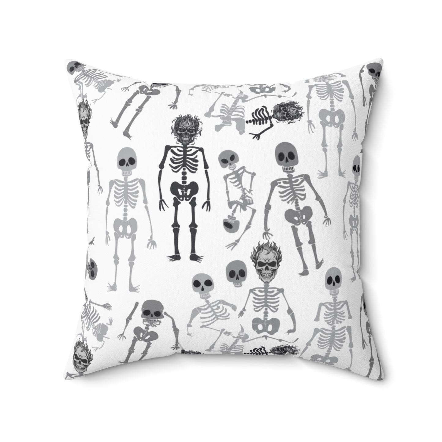 Skeletons Pillow (includes insert) Multiple Sizes (14"x14", 16"x16", 18"x18", 20"x20") - Spooky Skeleton Pattern Pillow Halloween Home Decor, Skeleton Throw Pillow, Halloween Home Accent - Price for 1 pillow