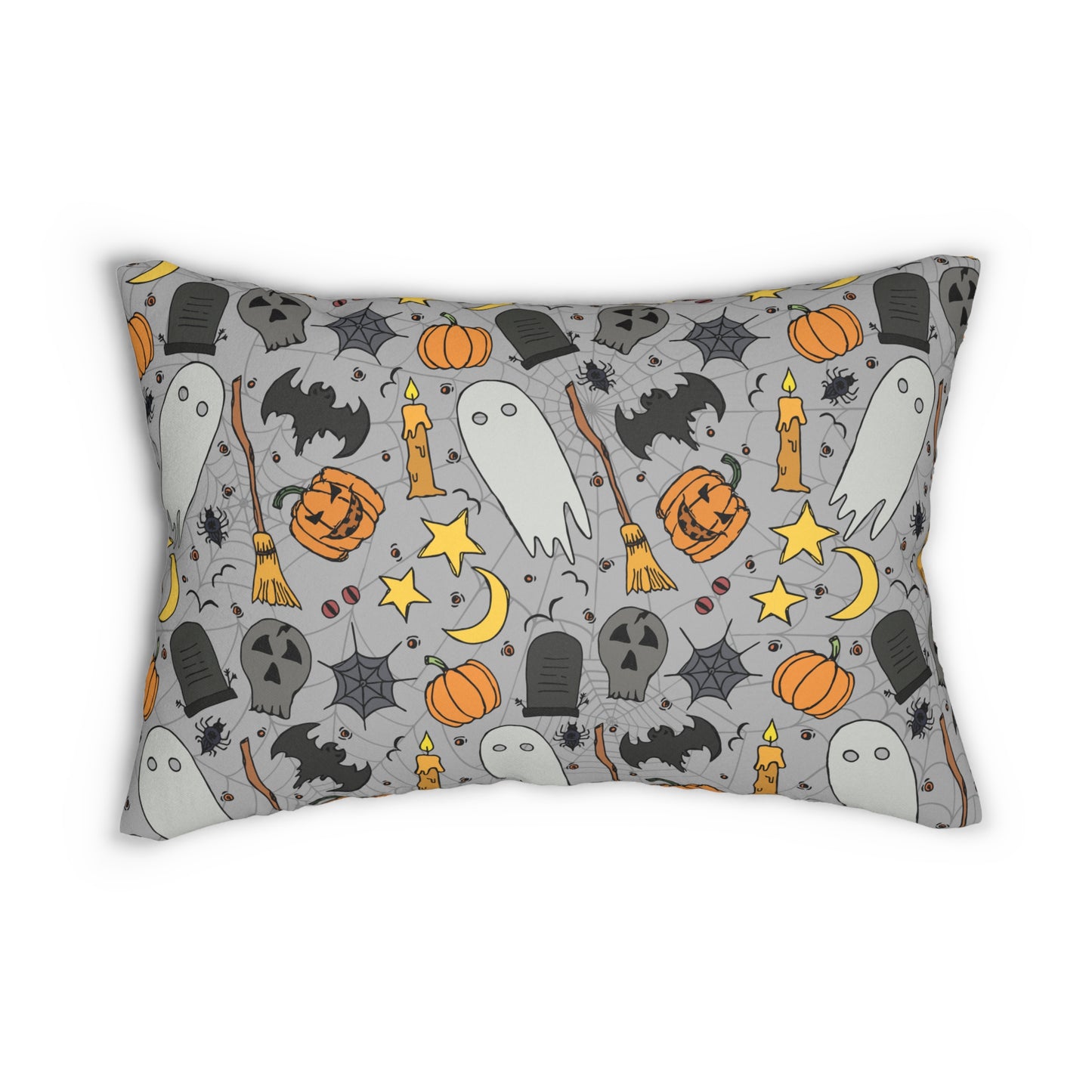 Halloween Fun Lumbar Pillow - Spooky Home Decor, Halloween Throw Pillow, Home Accent, Ghost and Pumpkin Design, Cozy Living Room Decor, Halloween Decorative Pillow