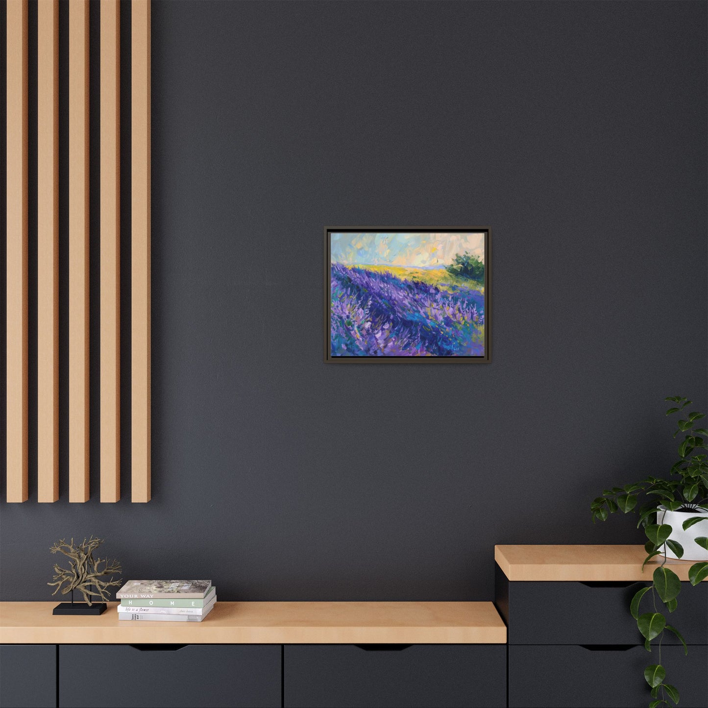 Lavender Fields Framed Matte Canvas Art - Multiple Frame Colors & Size Options