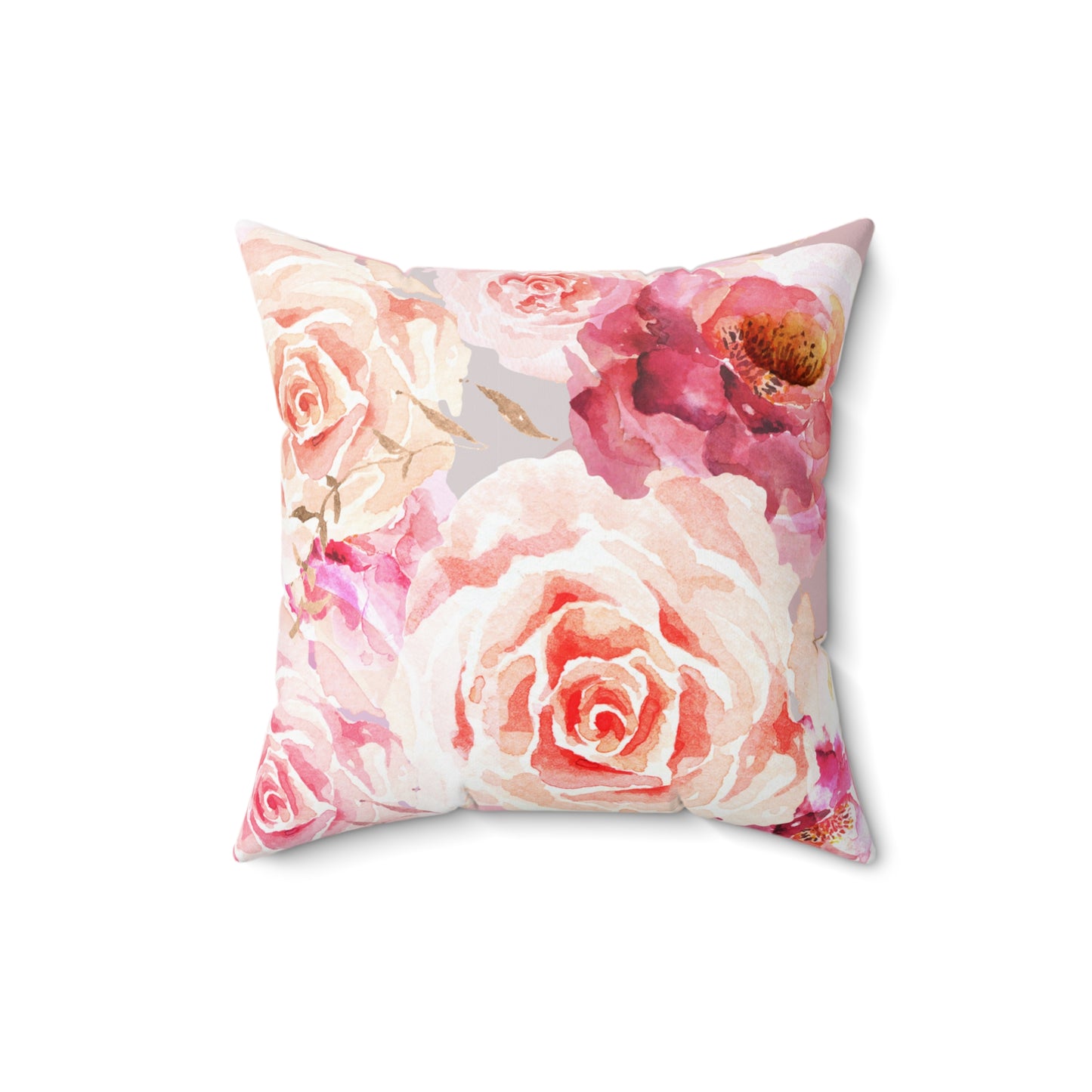 Bohemian Rose Printed Square Pillow Cover with Insert - Multiple Sizes (14"x14", 16"x16", 18"x18", 20"x20"), Includes insert and zipper closure
