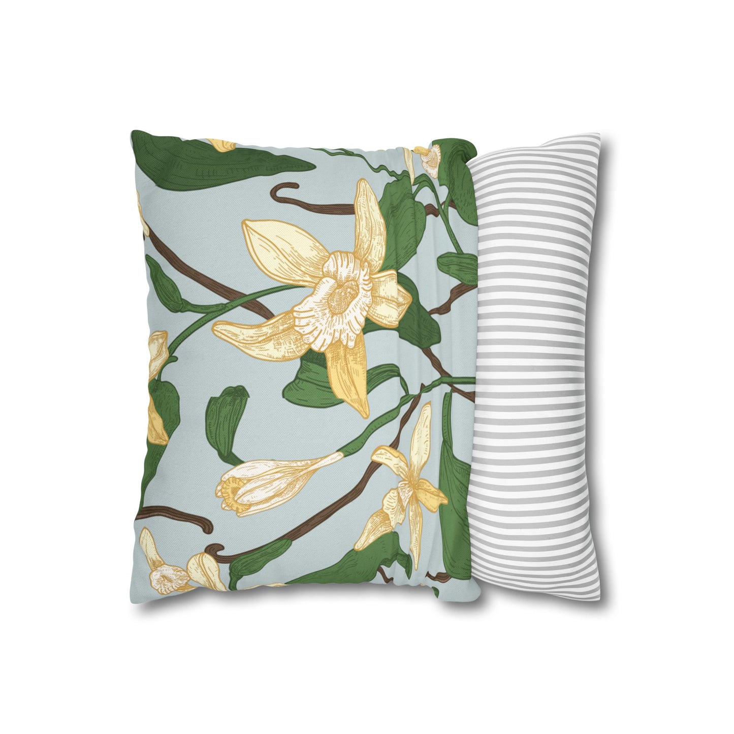 Vanilla Bean Printed Square Pillow Cover (no insert) - Multiple Sizes (14"x14", 16"x16", 18"x18", 20"x20"), Includes zipper closure