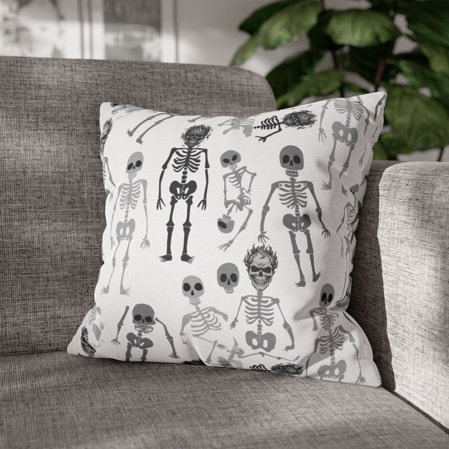 Skeletons Pillow Cover (no insert) - Multiple Sizes (14"x14", 16"x16", 18"x18", 20"x20") - Halloween Home Decor, Skeleton Throw Pillow, Halloween Throw Pillow Cover, Spooky Gift Idea, Unique Pillow Cover - Price for 1 pillow cover