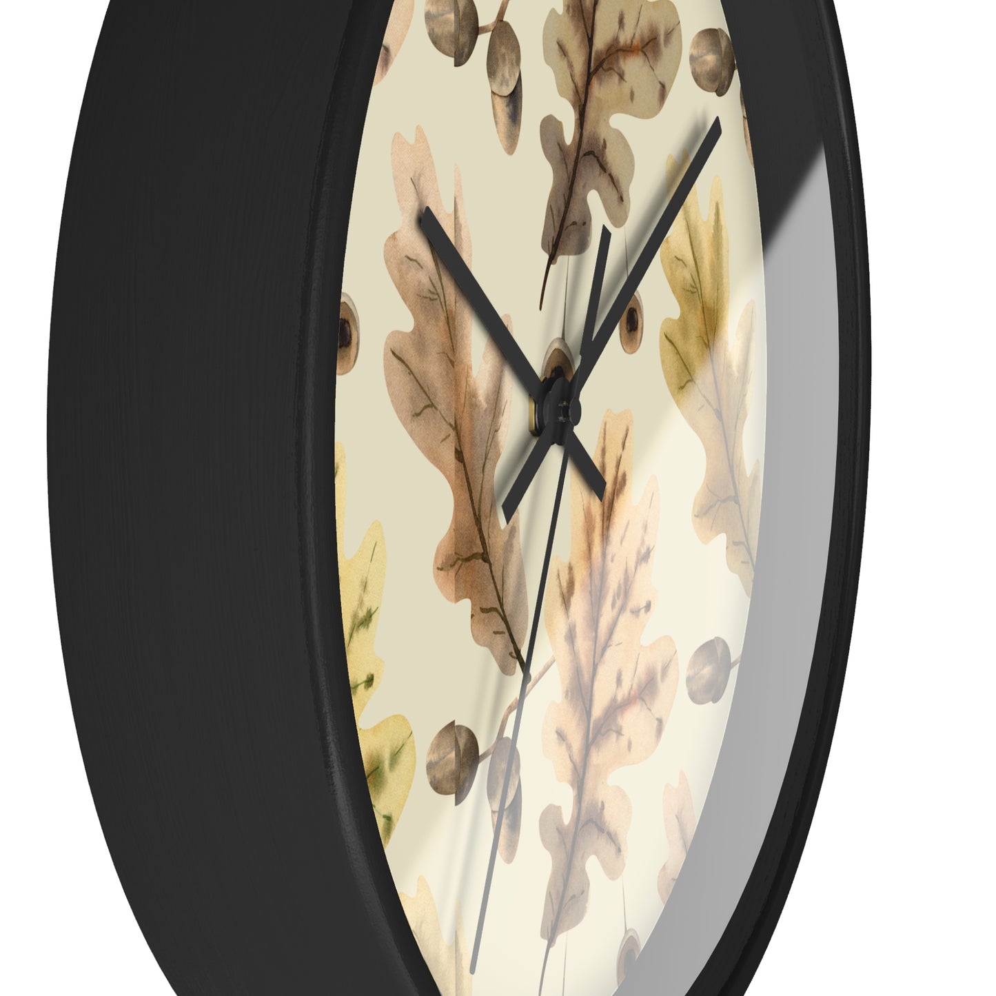 Oak Leaves Wall Clock - Select from Black, White or Natural Wood Color