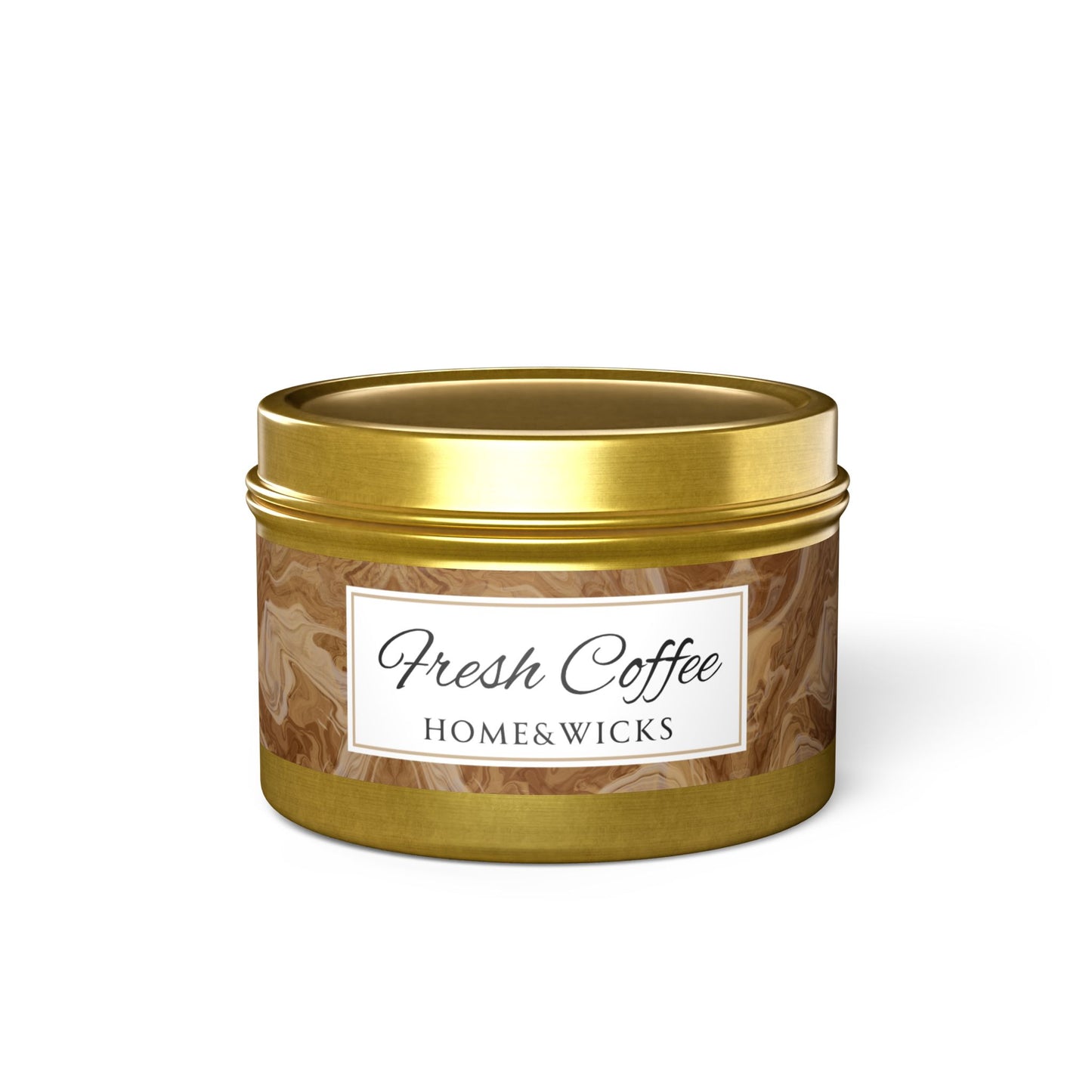 Fresh Coffee Scented Coconut Soy Wax Candle, 4 oz. Gold Tin Jar with Lid - Coffee Lover Candle Gift & Decor, Garamond, Aromatherapy Gift, Relaxing Coffee Candle