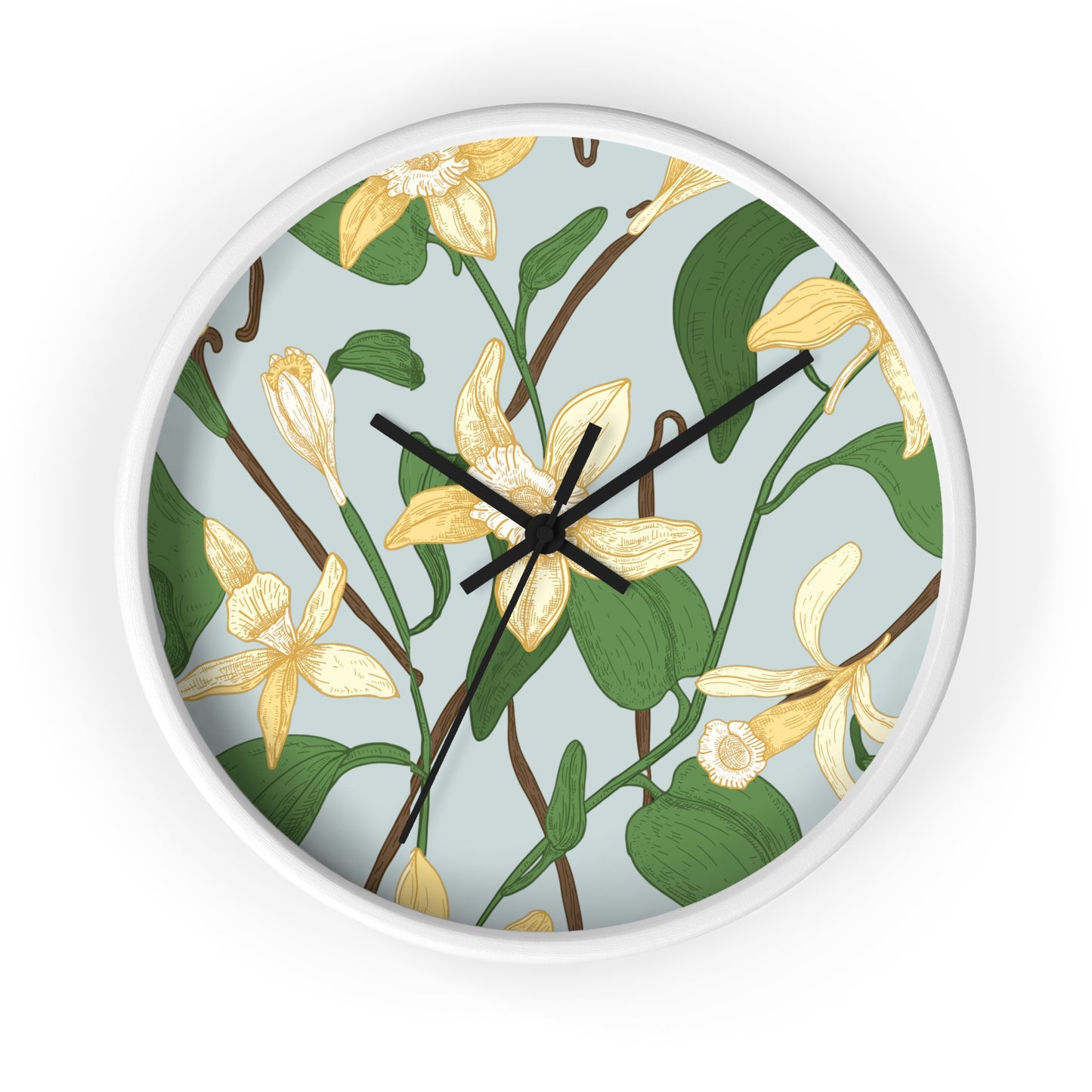 Vanilla Bean Wall Clock - Select from Black, White or Natural Wood Color