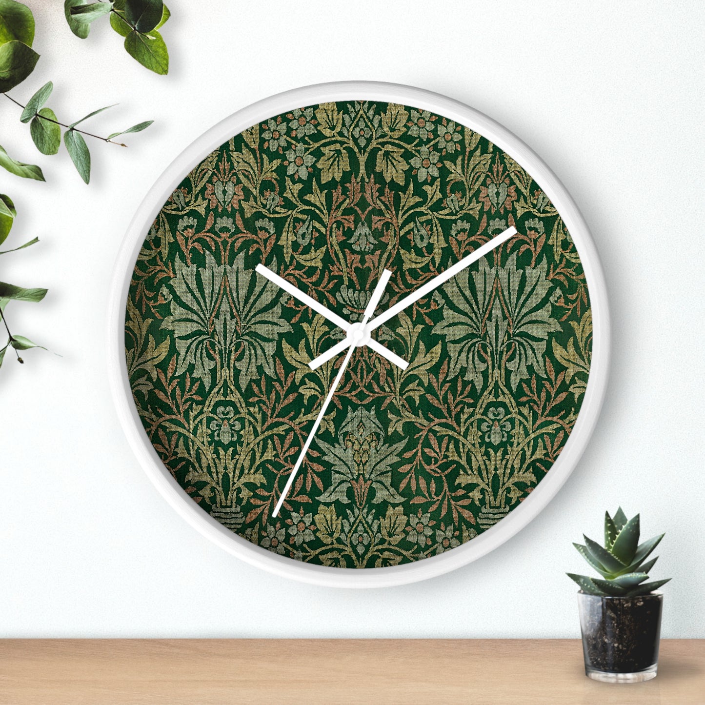 Flower Garden Wall Clock - Select from Black, White or Natural Wood Color