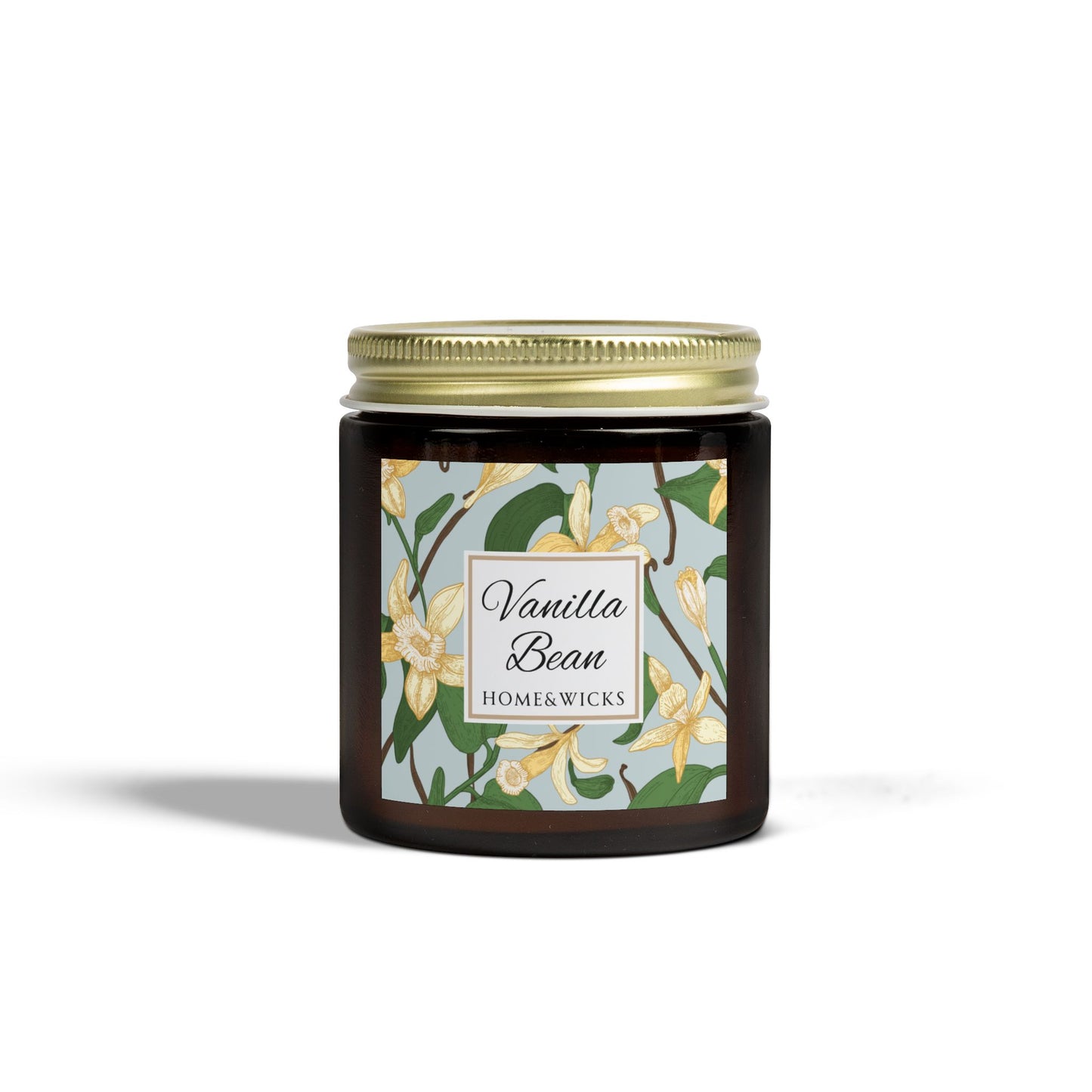 Vanilla Bean Coconut Apricot Wax Candle, 4 oz Amber Jar, Gold Lid - Relaxing Scent, Gift for Her, Vanilla Aromatherapy, Natural Coconut Wax