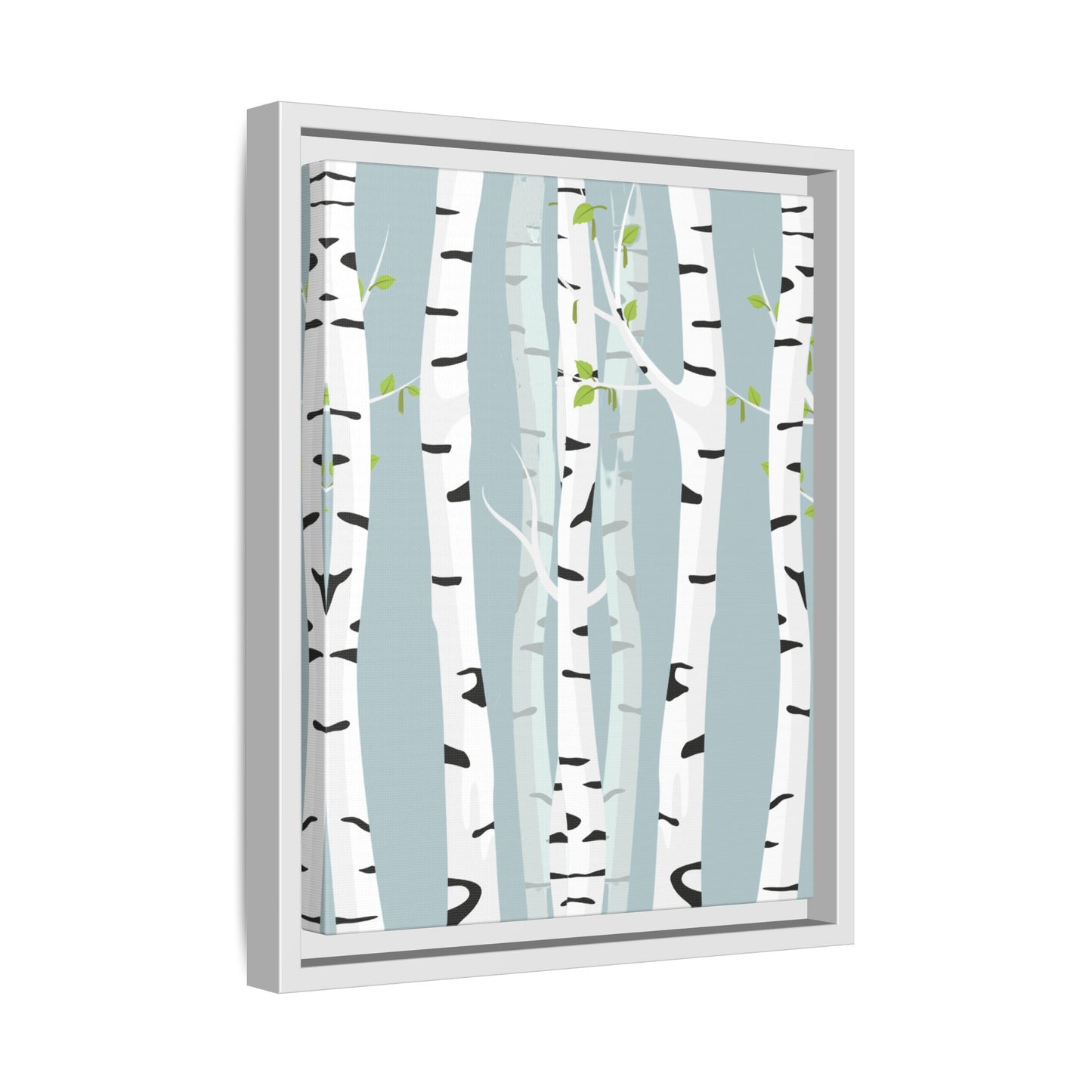 White Birch Framed Matte Canvas Art - Multiple Frame Colors & Size Options