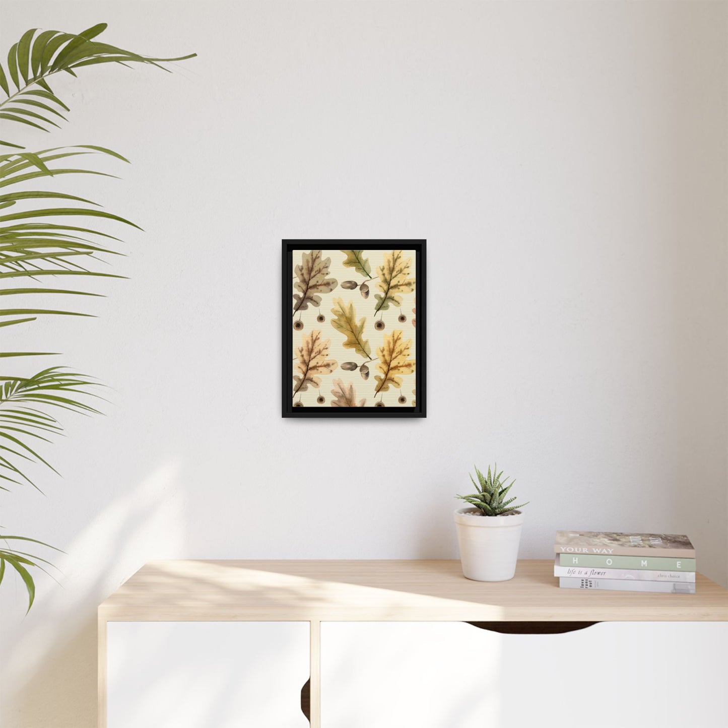 Oak Leaves Framed Matte Canvas Art - Multiple Frame Colors & Size Options