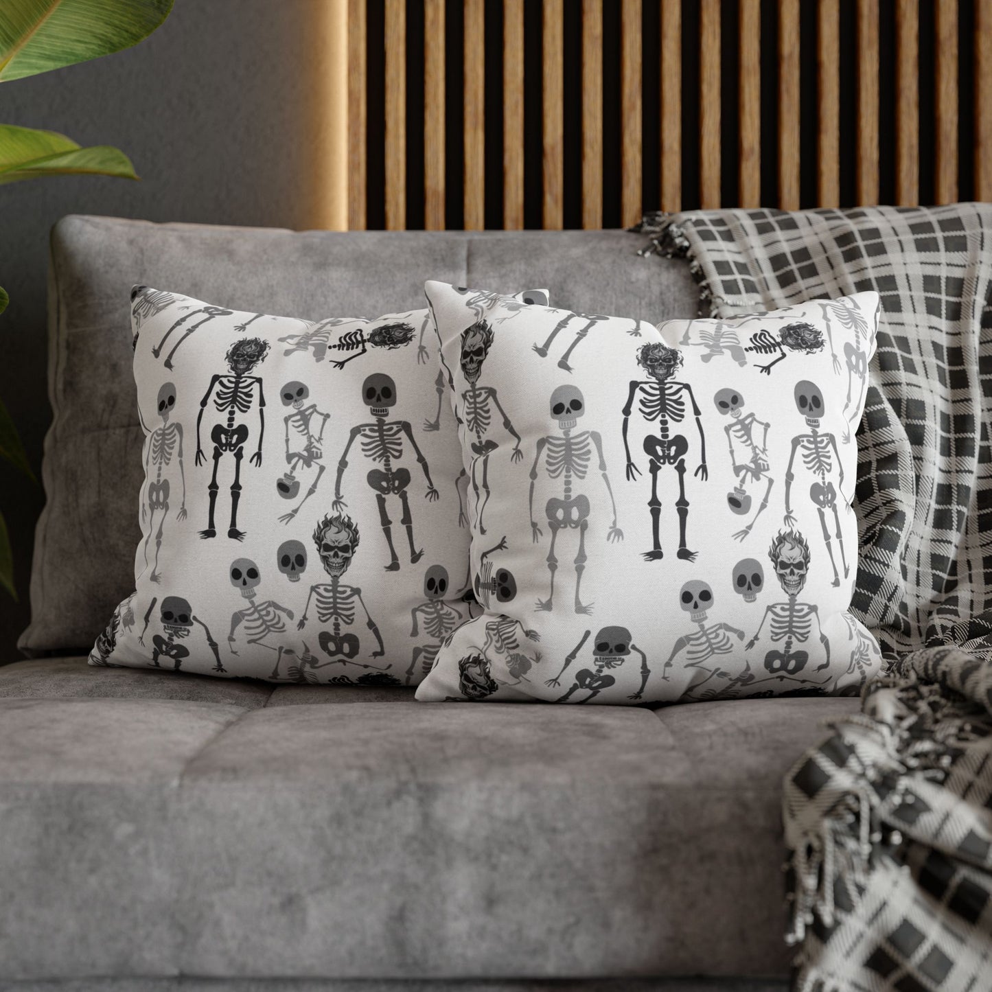 Skeletons Pillow Cover (no insert) - Multiple Sizes (14"x14", 16"x16", 18"x18", 20"x20") - Halloween Home Decor, Skeleton Throw Pillow, Halloween Throw Pillow Cover, Spooky Gift Idea, Unique Pillow Cover - Price for 1 pillow cover