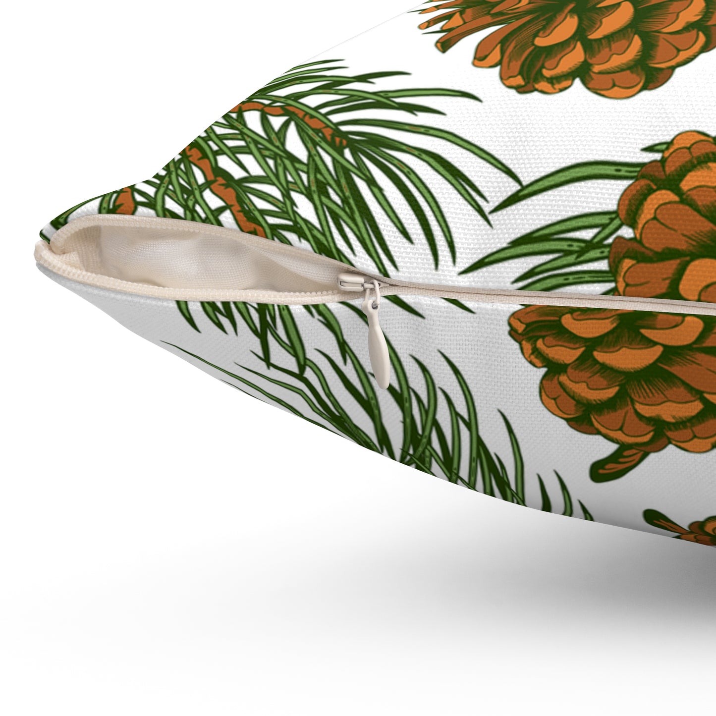 Needles & Cones Printed Square Pillow Cover with Insert - Multiple Sizes (14"x14", 16"x16", 18"x18", 20"x20"), Includes insert and zipper closure