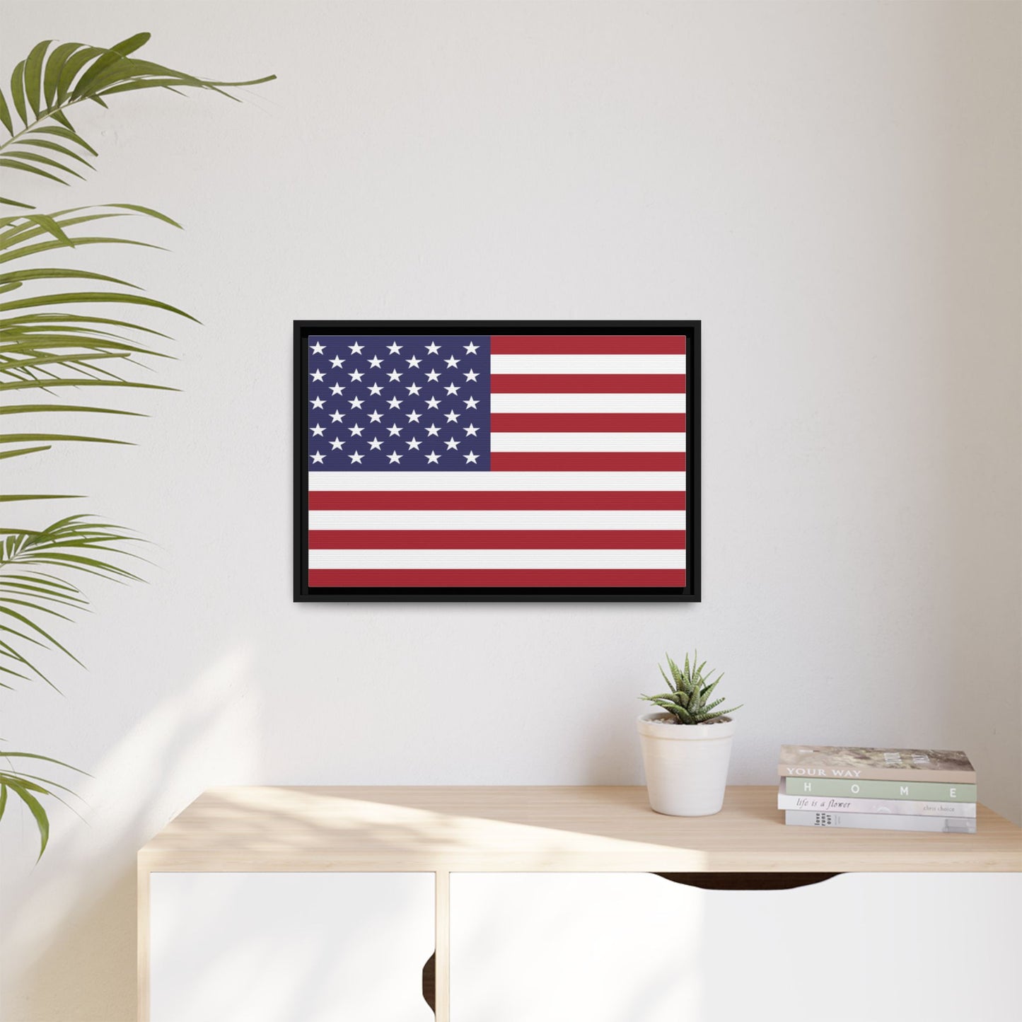 American Flag Framed Canvas Wall Art, Multiple Sizing Options with 1.25" depth - Patriotic Home Decor, USA Flag Artwork, Independence Day Decoration, Gift for Veterans