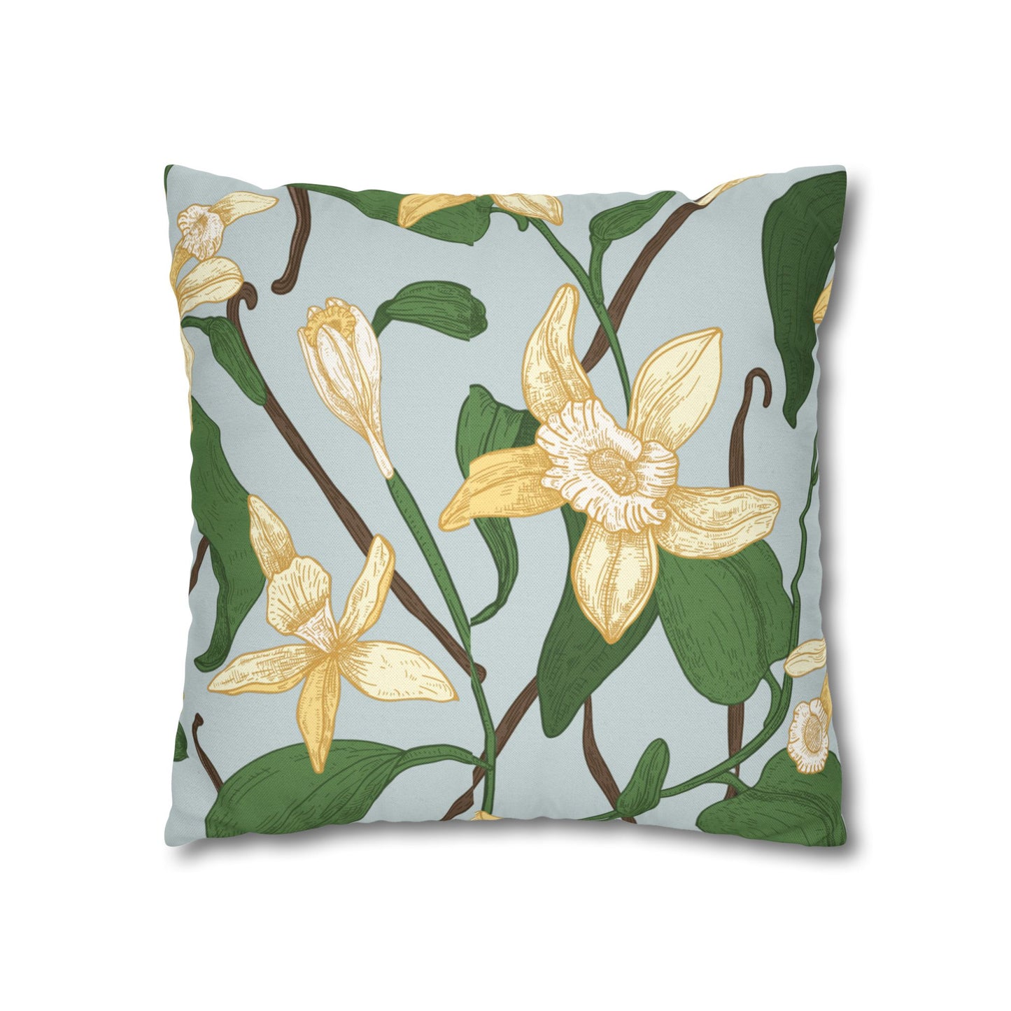 Vanilla Bean Printed Square Pillow Cover (no insert) - Multiple Sizes (14"x14", 16"x16", 18"x18", 20"x20"), Includes zipper closure