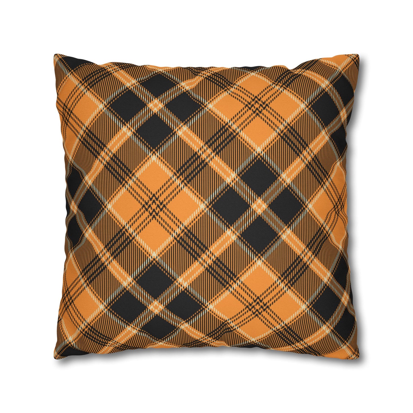 Halloween Plaid Pillow Cover (no insert) - Multiple Sizes (14"x14", 16"x16", 18"x18", 20"x20") Autumn Fall Plaid Pillowcase, Halloween Home Decor, Seasonal Cushion Cover, Perfect for Thanksgiving and Fall Decor, Home Gift for Halloween