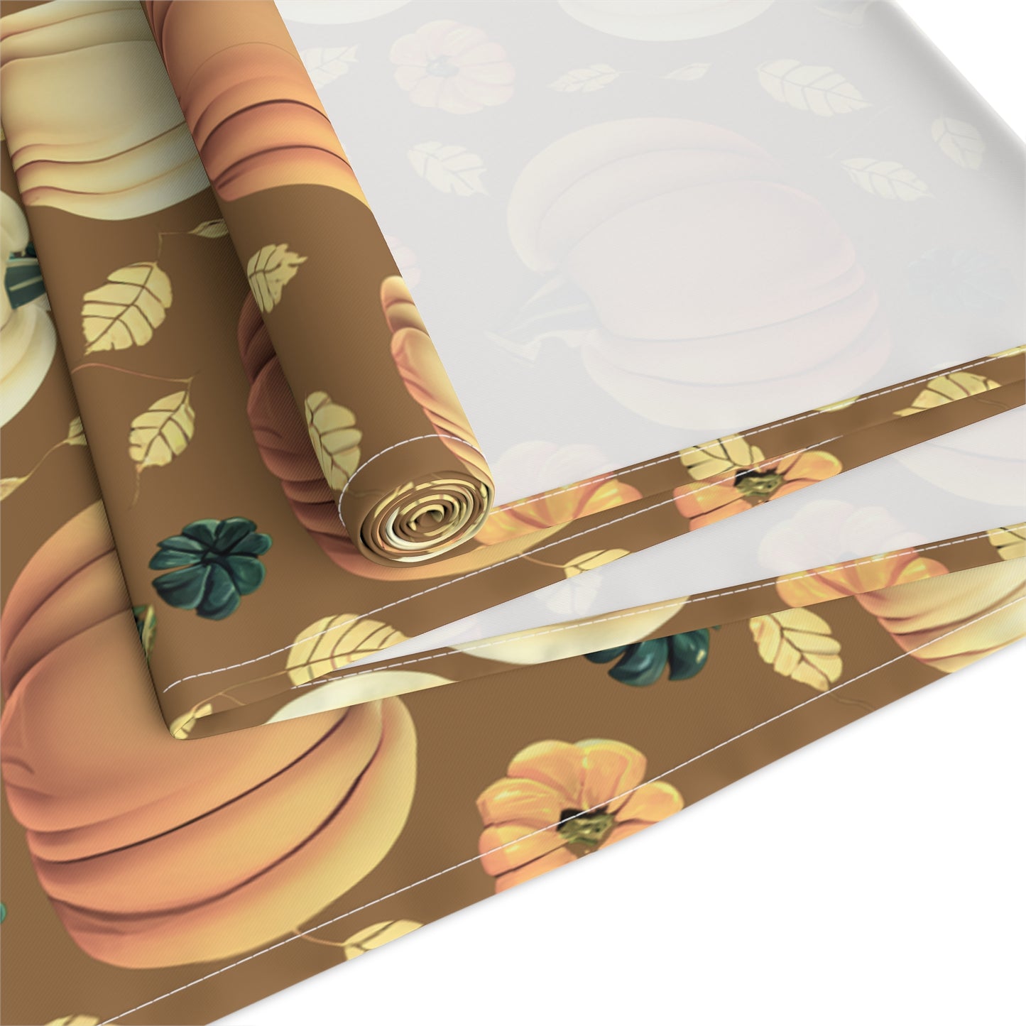 Fall Pumpkin Table Runner - 16" x 72" or 16" x 90" Size Options - Thanksgiving / Fall Table Runner, Pumpkin Thanksgiving Design Table Setting, Halloween Fall Decor - Cotton Twill or Polyester choices