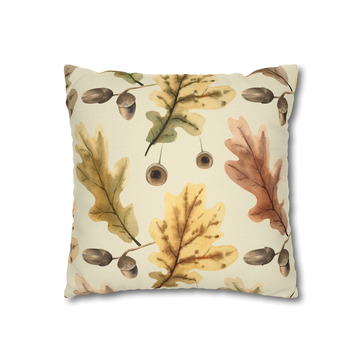 Oak Leaves Printed Square Pillow Cover (no insert) - Multiple Sizes (14"x14", 16"x16", 18"x18", 20"x20"), Includes zipper closure
