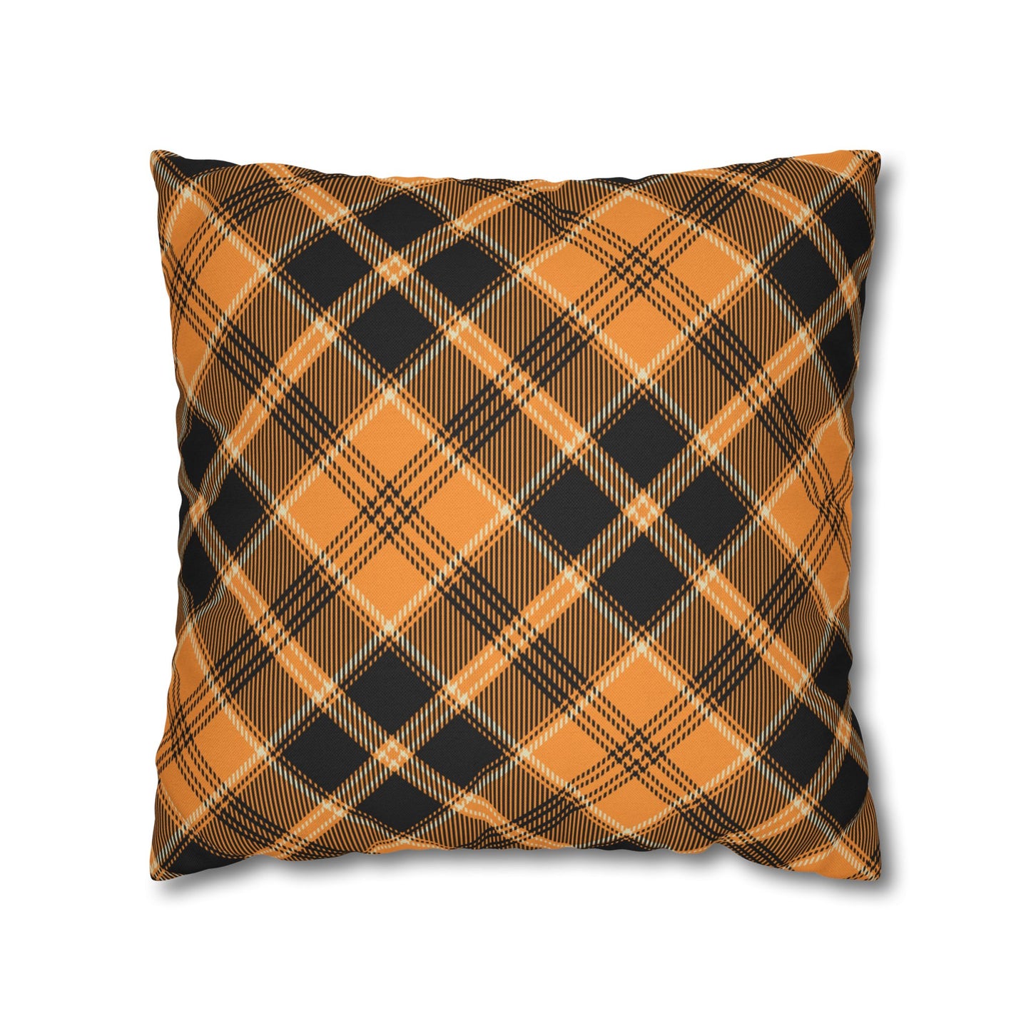 Halloween Plaid Pillow Cover (no insert) - Multiple Sizes (14"x14", 16"x16", 18"x18", 20"x20") Autumn Fall Plaid Pillowcase, Halloween Home Decor, Seasonal Cushion Cover, Perfect for Thanksgiving and Fall Decor, Home Gift for Halloween
