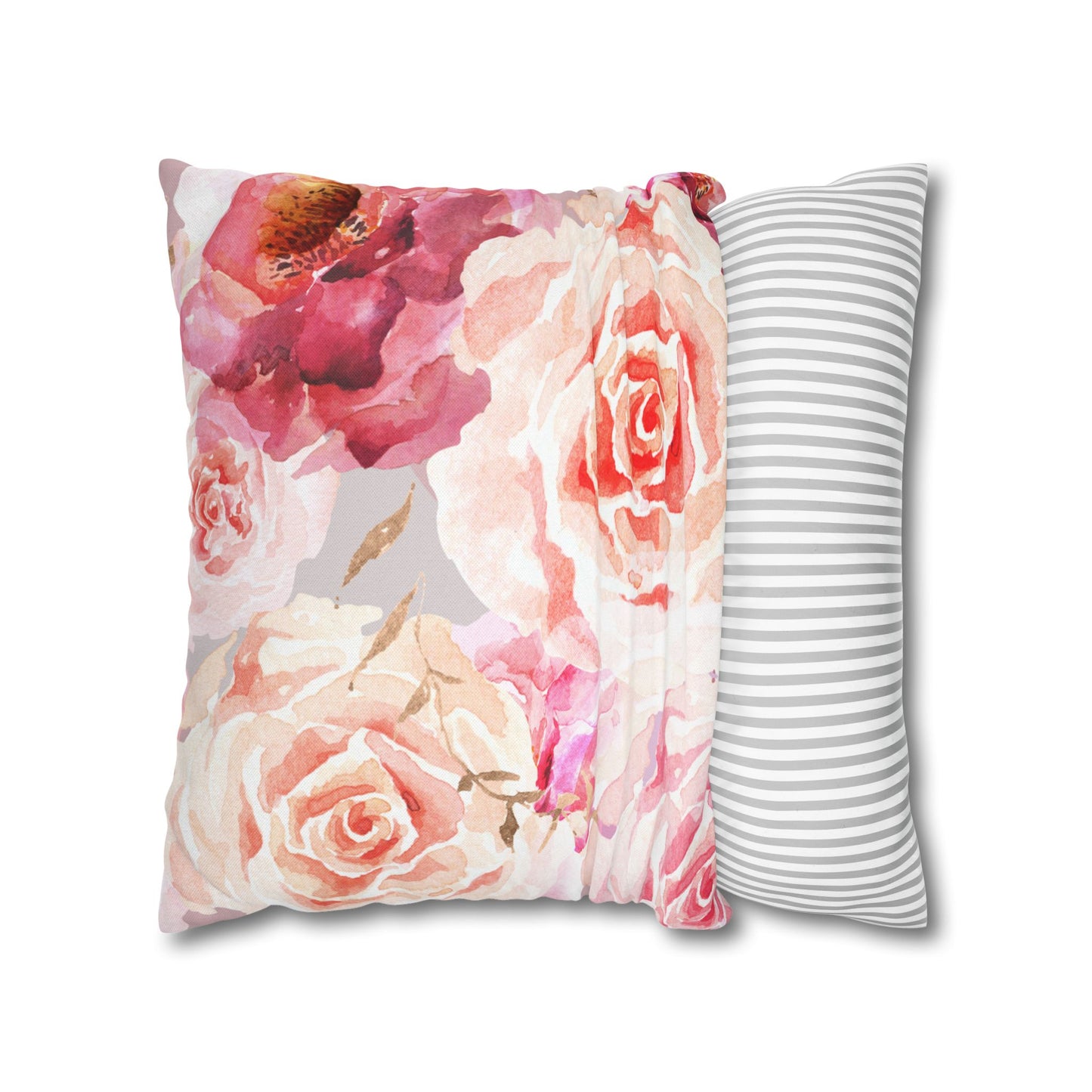 Bohemian Rose Printed Square Pillow Cover (no insert) - Multiple Sizes (14"x14", 16"x16", 18"x18", 20"x20"), Includes zipper closure