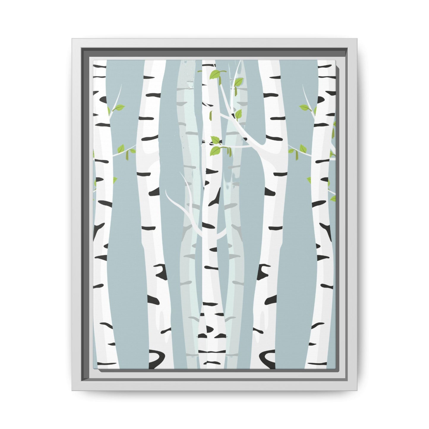 White Birch Framed Matte Canvas Art - Multiple Frame Colors & Size Options