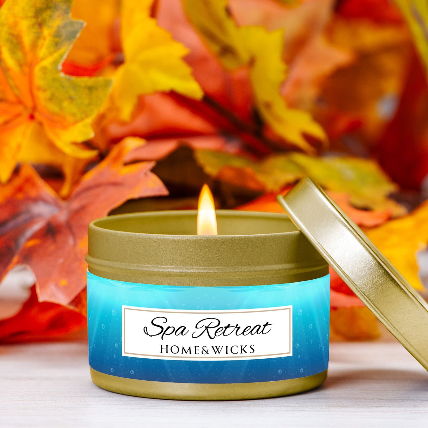 Spa Retreat Coconut Soy Wax Candle, 4 oz. Gold Tin Jar with Lid - Spa Scented Candle, Relaxation Candle, Aromatherapy