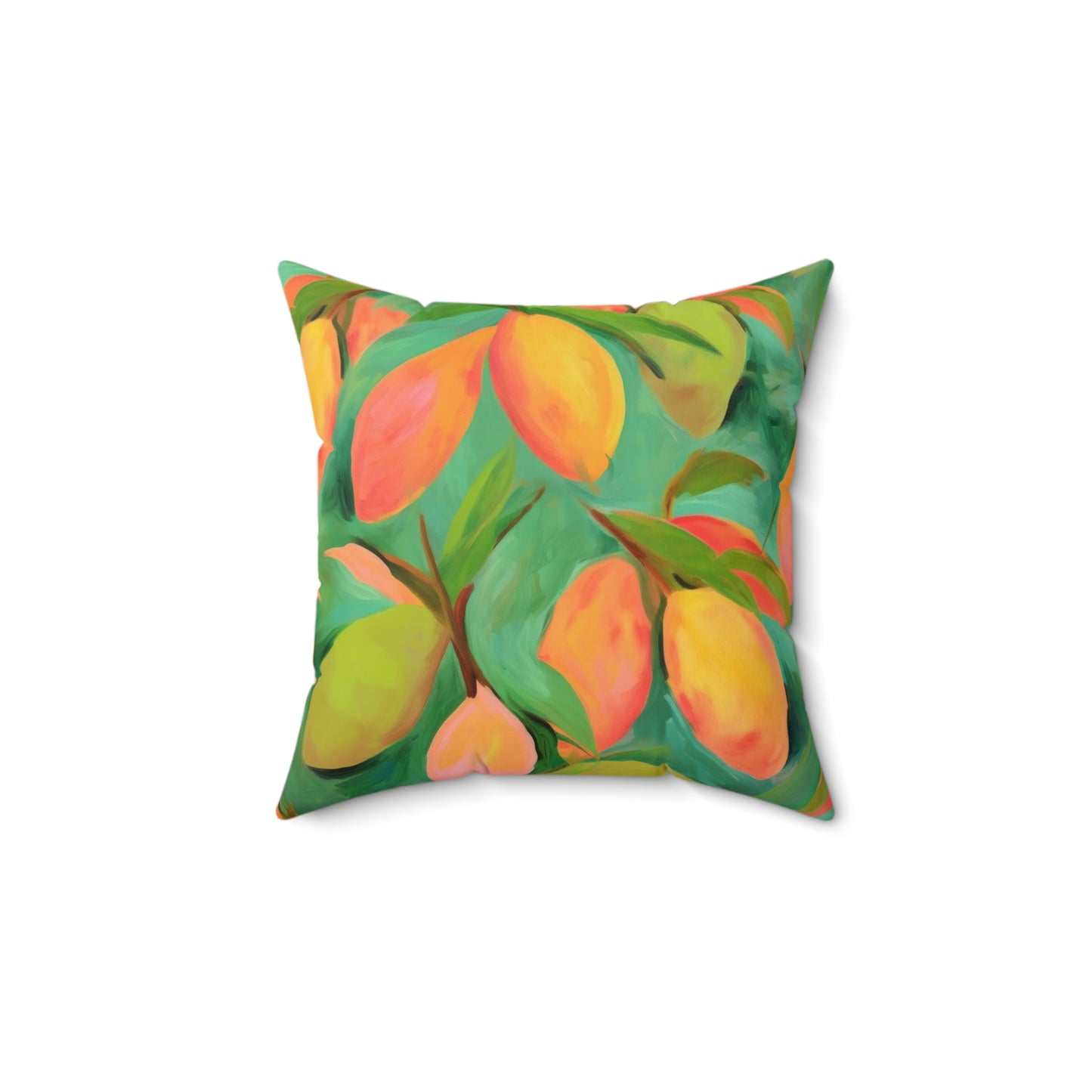 Mangoes Printed Square Pillow Cover with Insert - Multiple Sizes (14"x14", 16"x16", 18"x18", 20"x20"), Includes insert and zipper closure