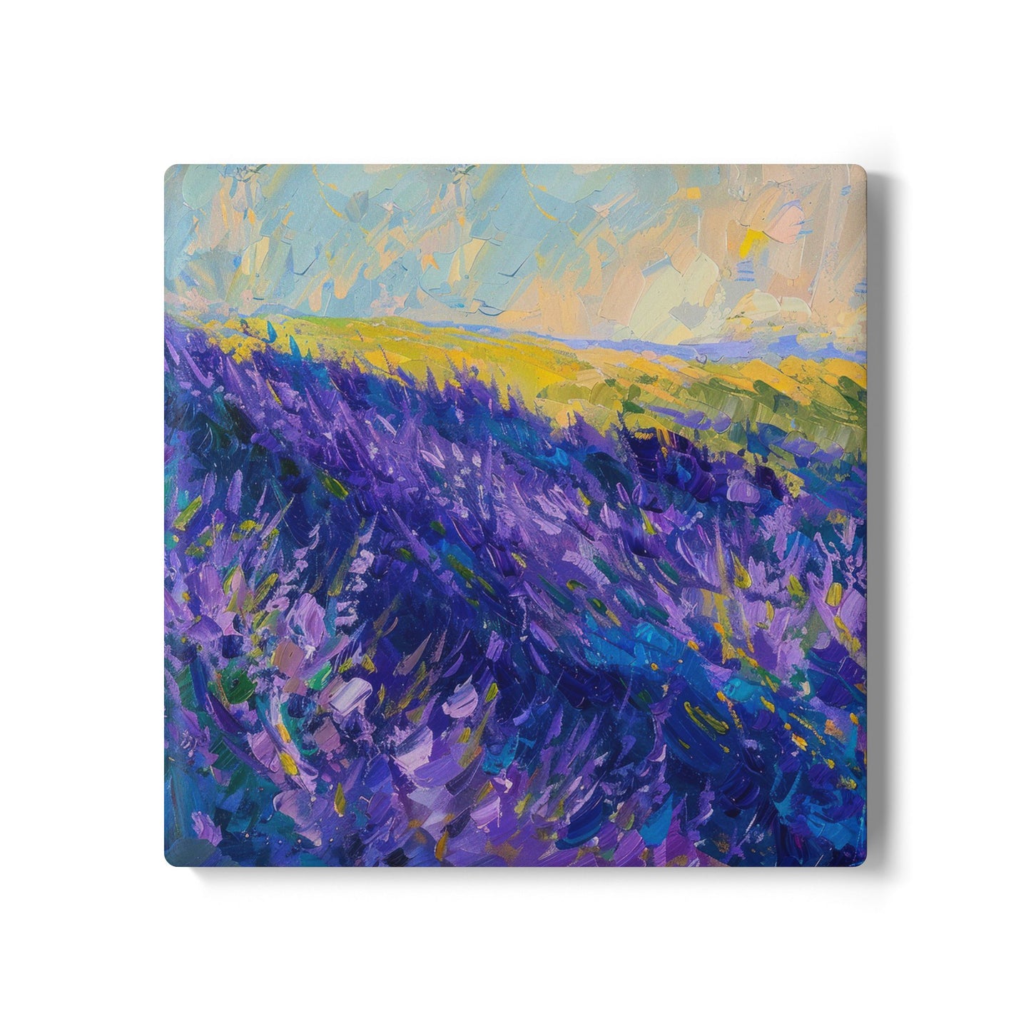 Lavender Fields - Ceramic Tile Coaster, Cork Backed - Round or Square Size Choices, Perfect for Home Decor & Gifts - Priced per coaster