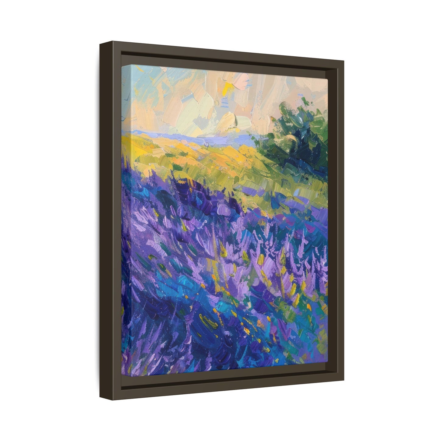 Lavender Fields Framed Matte Canvas Art - Multiple Frame Colors & Size Options