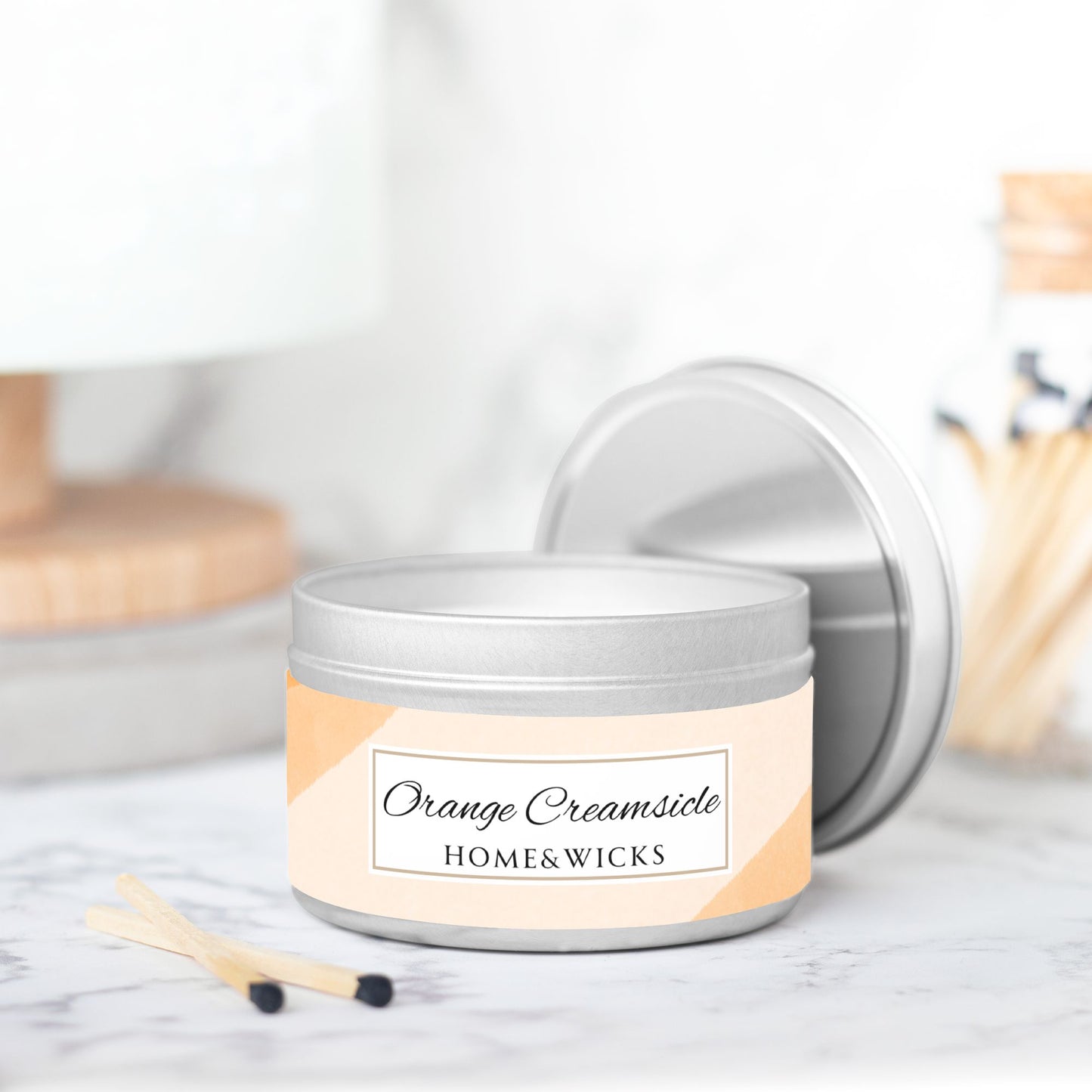 Orange Creamsicle Coconut Soy Wax Candle, 8 oz. Silver Tin Jar with Lid - Summer Candle, Orange Scented Candle, Gourmand Scented Candle