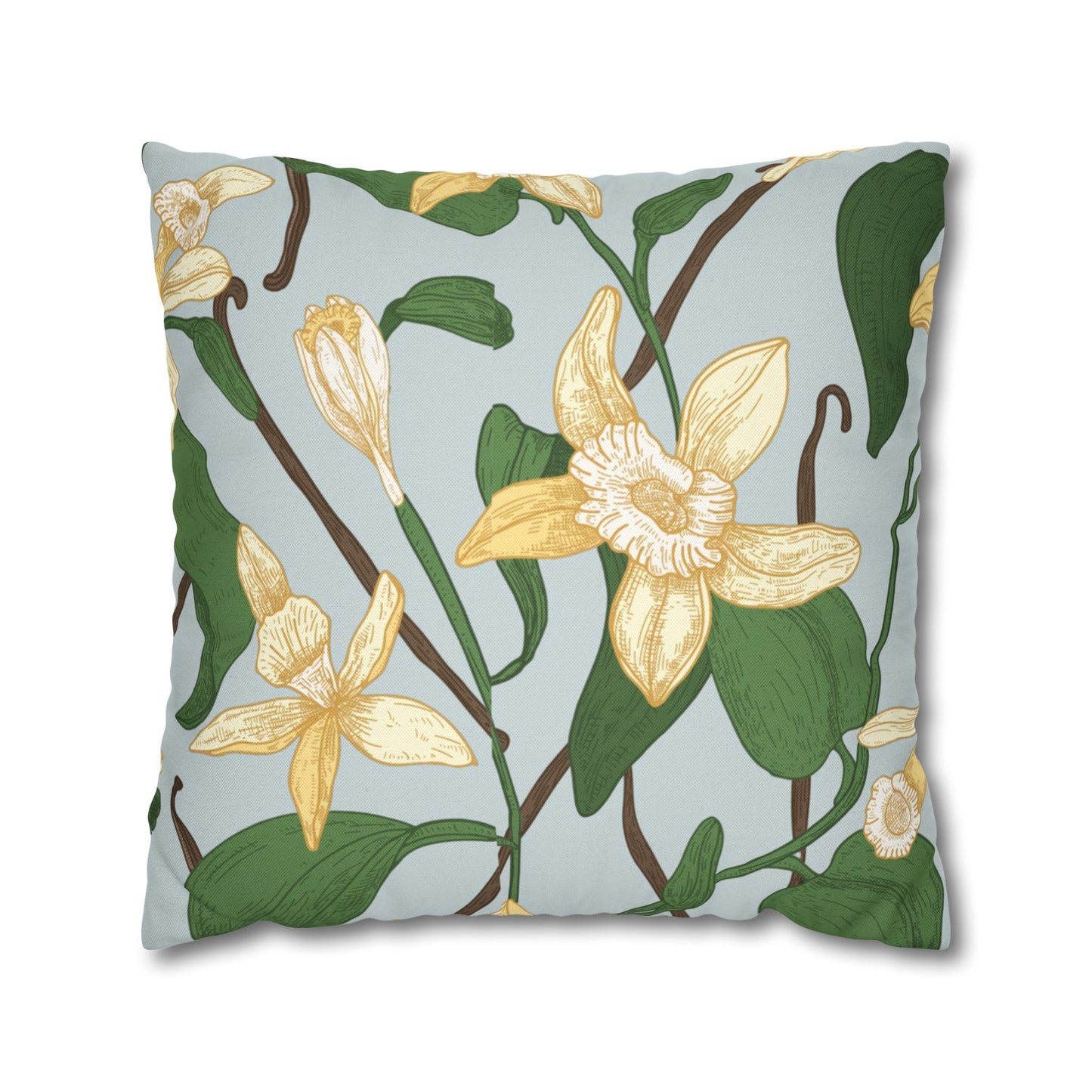 Vanilla Bean Printed Square Pillow Cover (no insert) - Multiple Sizes (14"x14", 16"x16", 18"x18", 20"x20"), Includes zipper closure