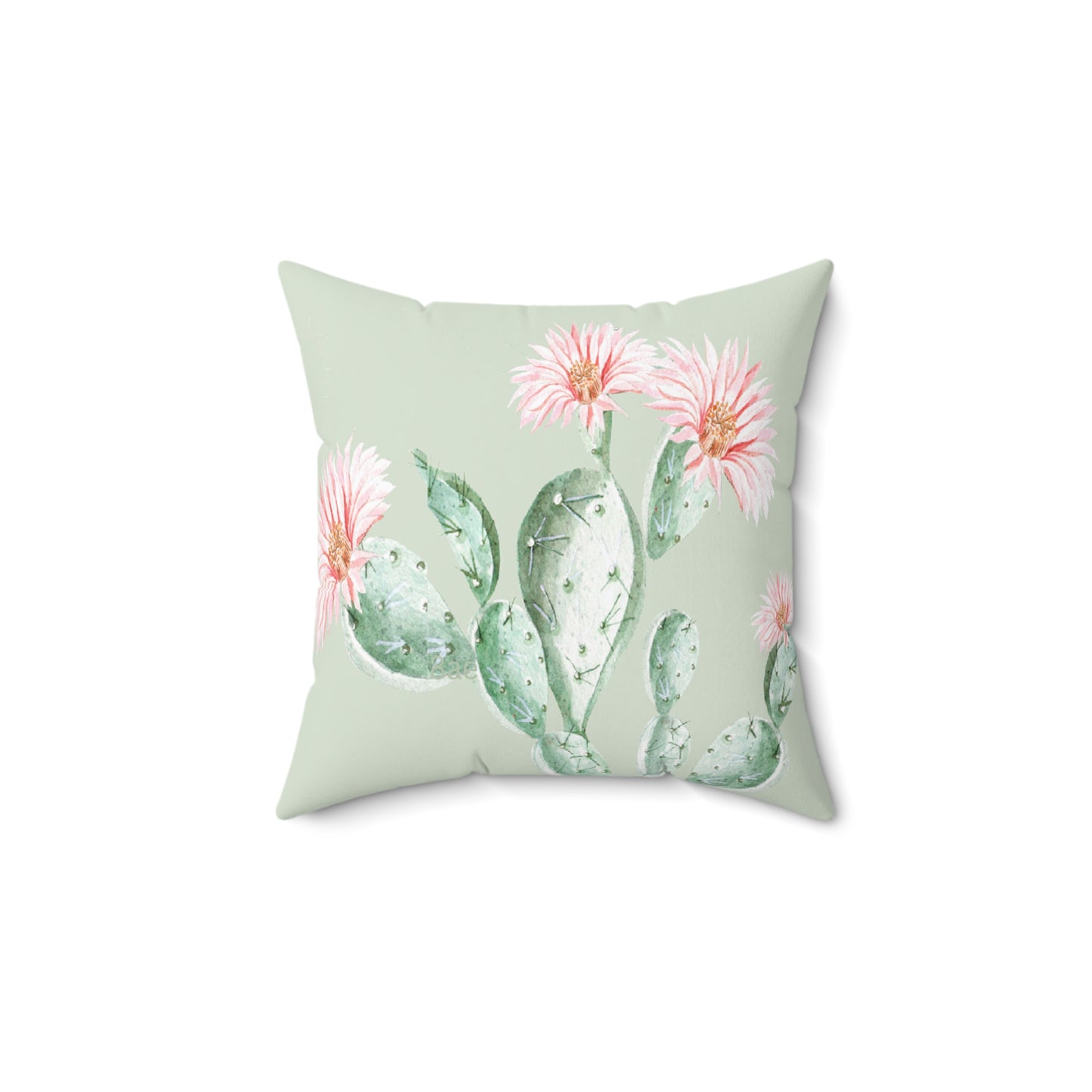 Cactus Flower Printed Square Pillow Cover with Insert - Multiple Sizes (14"x14", 16"x16", 18"x18", 20"x20"), Includes insert and zipper closure