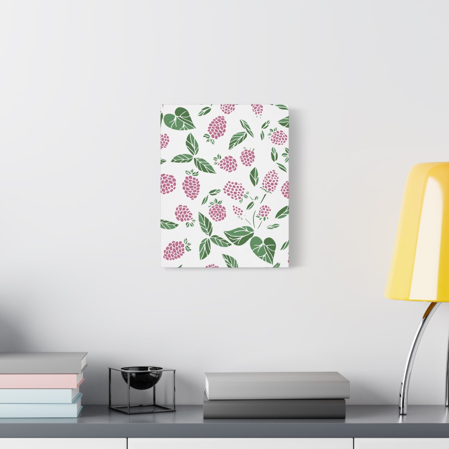 Pink Berry Canvas Wall Art Print - Multiple Sizing Options - Pink & White Art Canvas, Raspberry Print Decor, Gift for her
