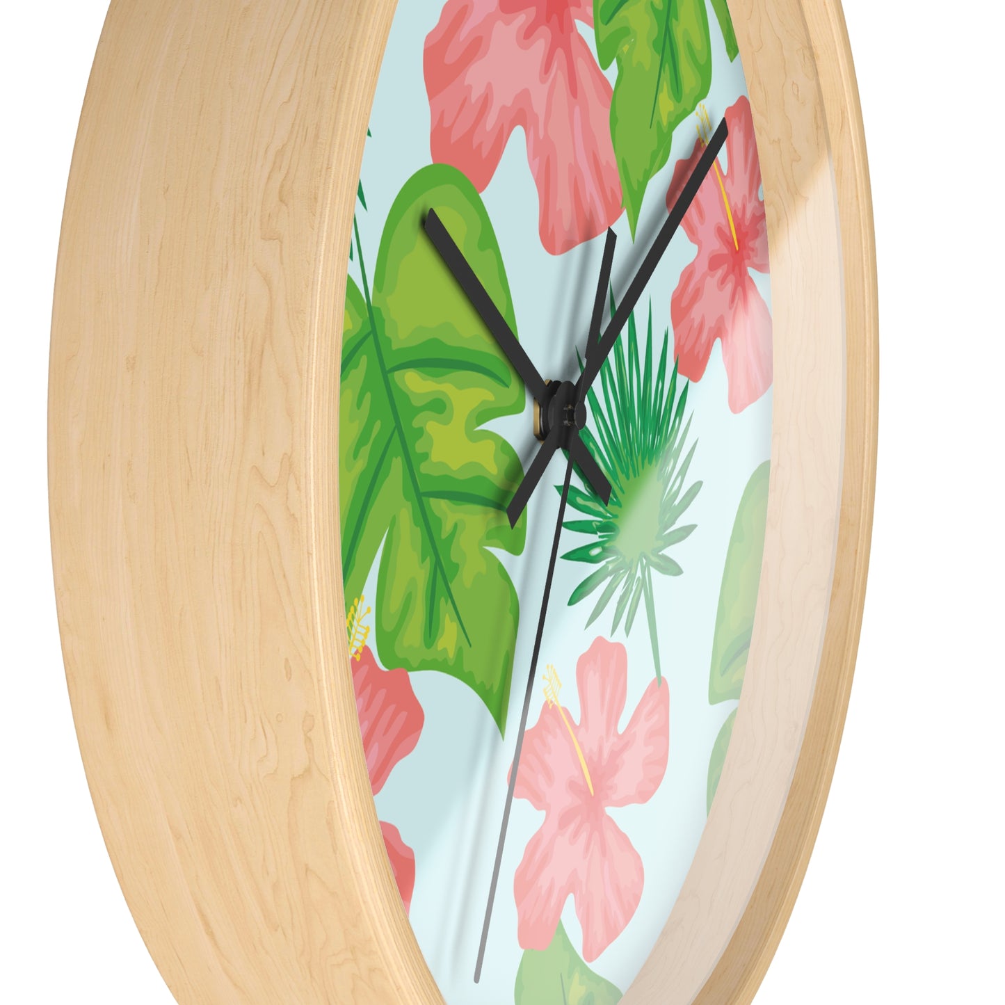 Tropical Island Wall Clock - Select from Black, White or Natural Wood Color