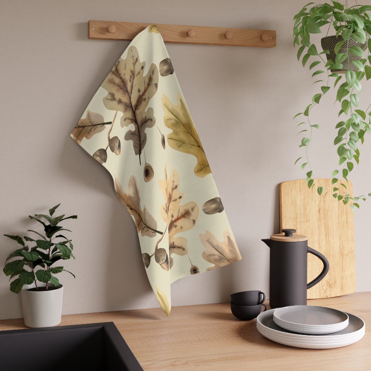 Oak Leaves Printed Tea Towels - 100% Cotton Twill, 18" x 30"